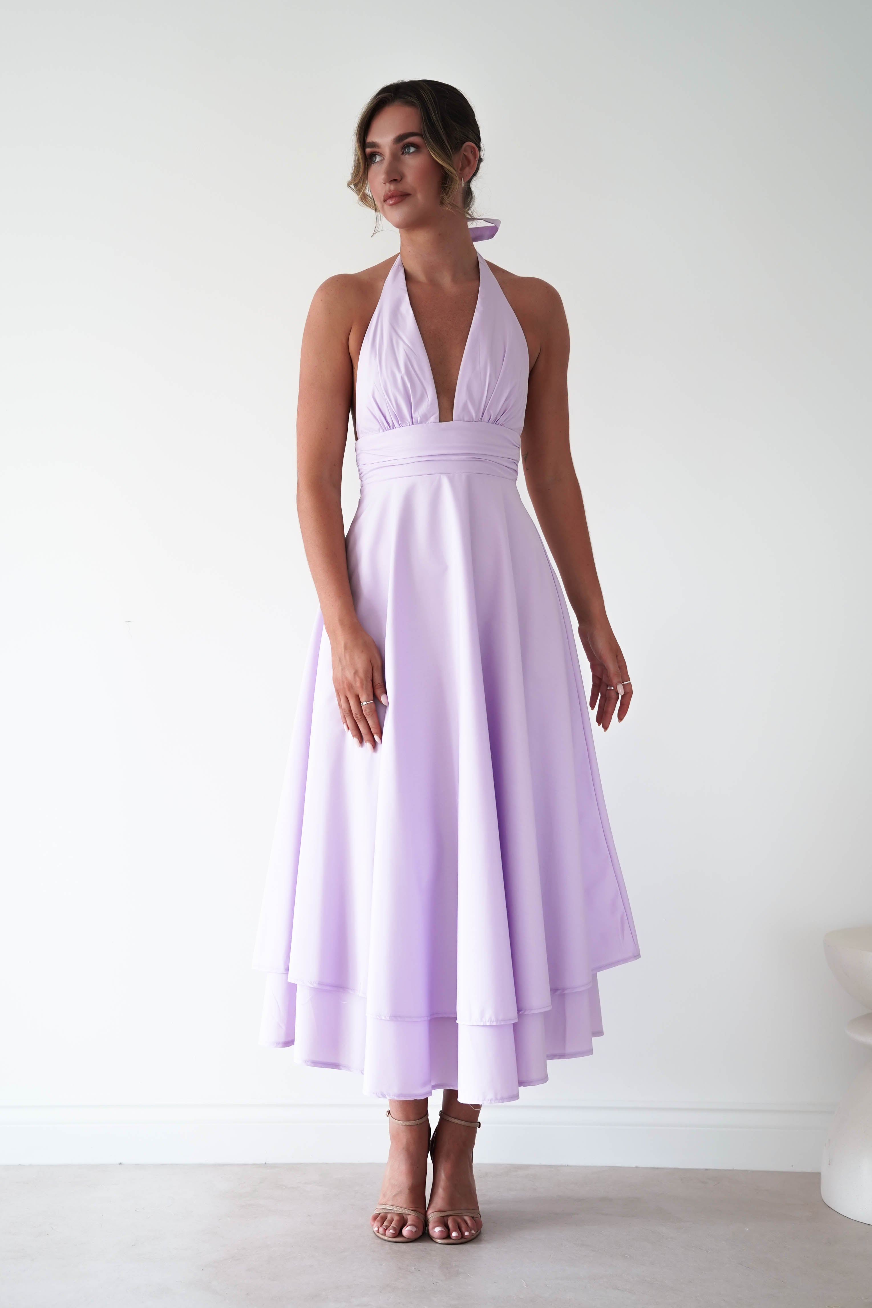 Oh Hello Clothing Women > Clothing > Dresses Makaila Halterneck Chiffon Midaxi Dress | Lilac