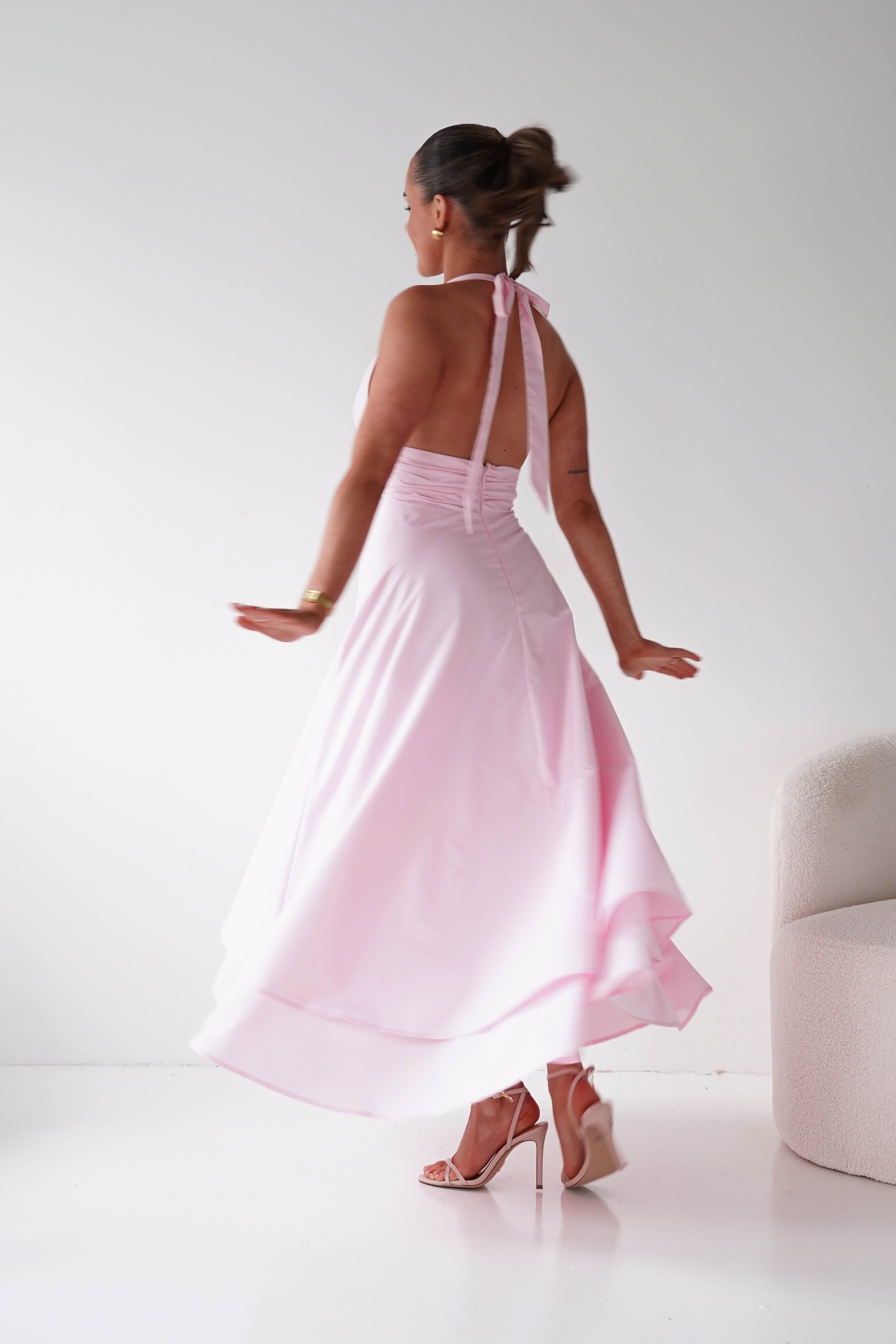 Oh Hello Clothing Women > Clothing > Dresses Makaila Halterneck Chiffon Midaxi Dress | Pink