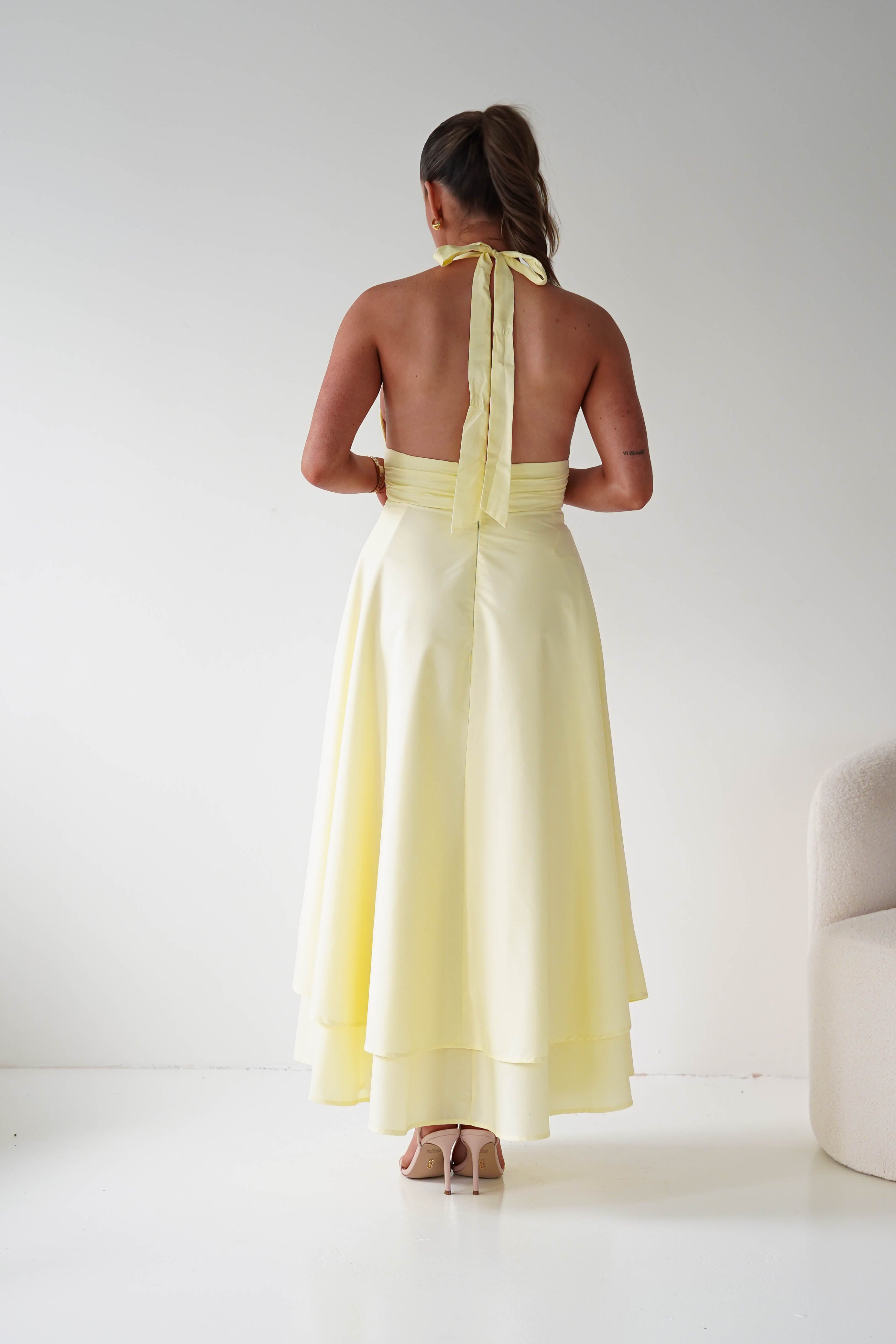 Oh Hello Clothing Women > Clothing > Dresses Makaila Halterneck Chiffon Midaxi Dress | Yellow