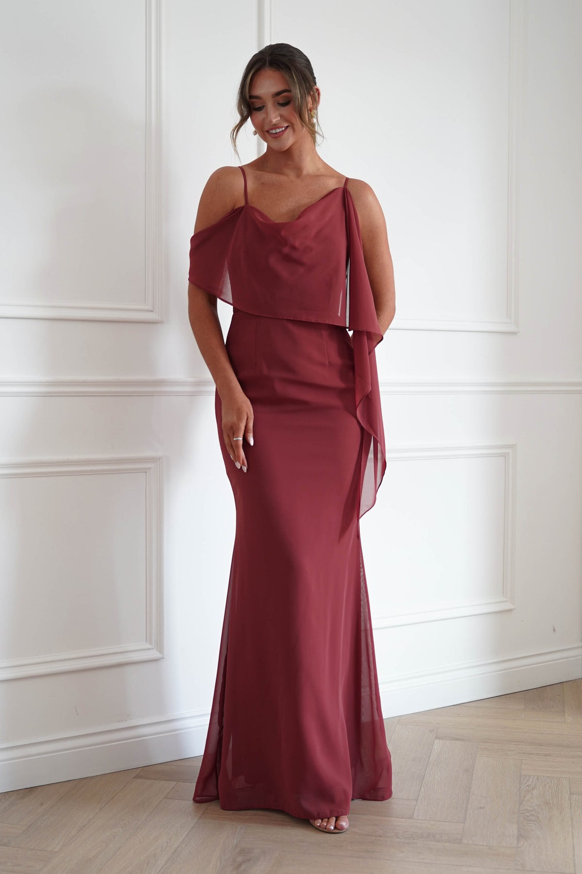 Oh Hello Clothing Women > Clothing > Dresses * MANIJU | MF23378 | Sienna One Shoulder Chiffon Maxi Dress