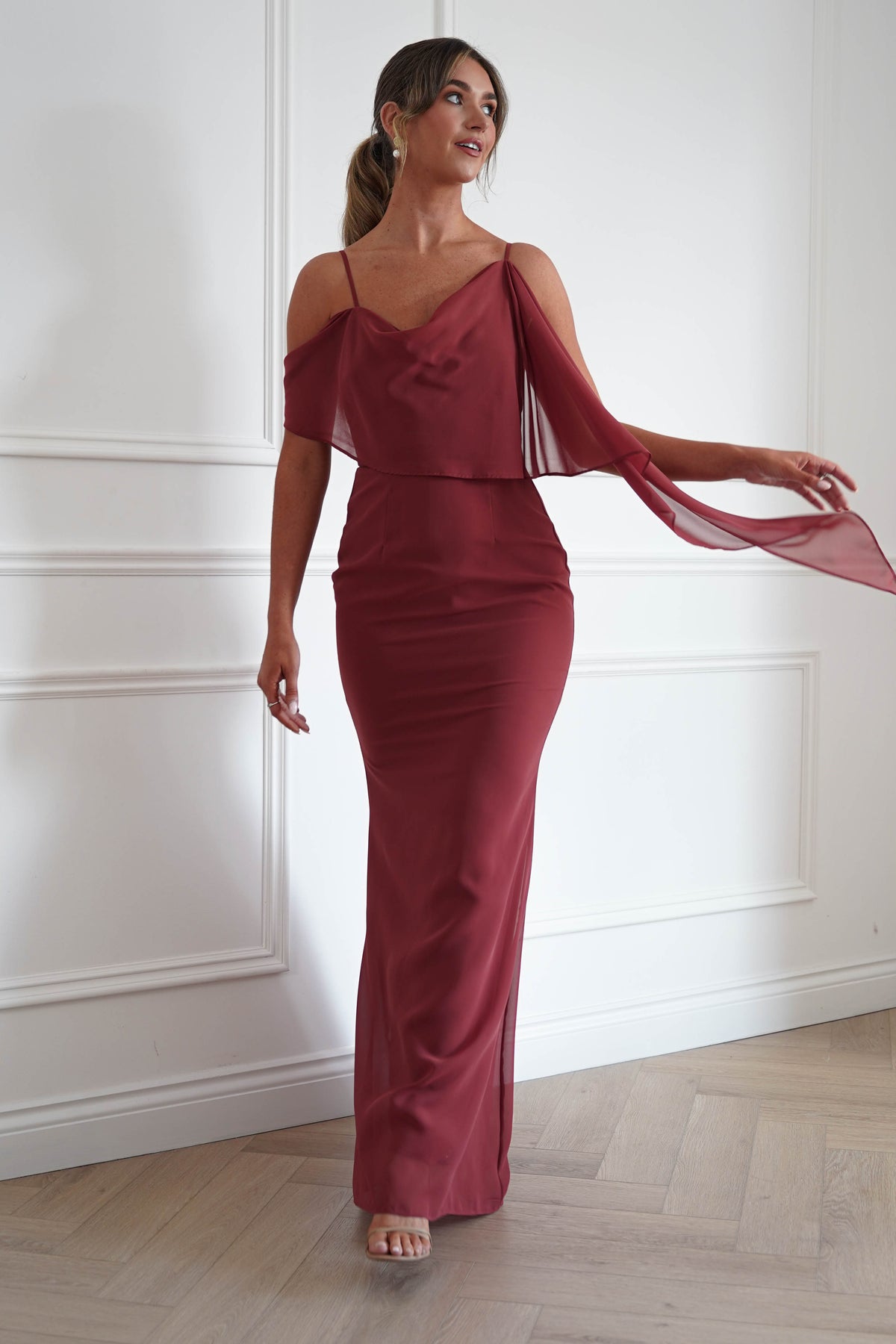 Oh Hello Clothing Women > Clothing > Dresses * MANIJU | MF23378 | Sienna One Shoulder Chiffon Maxi Dress