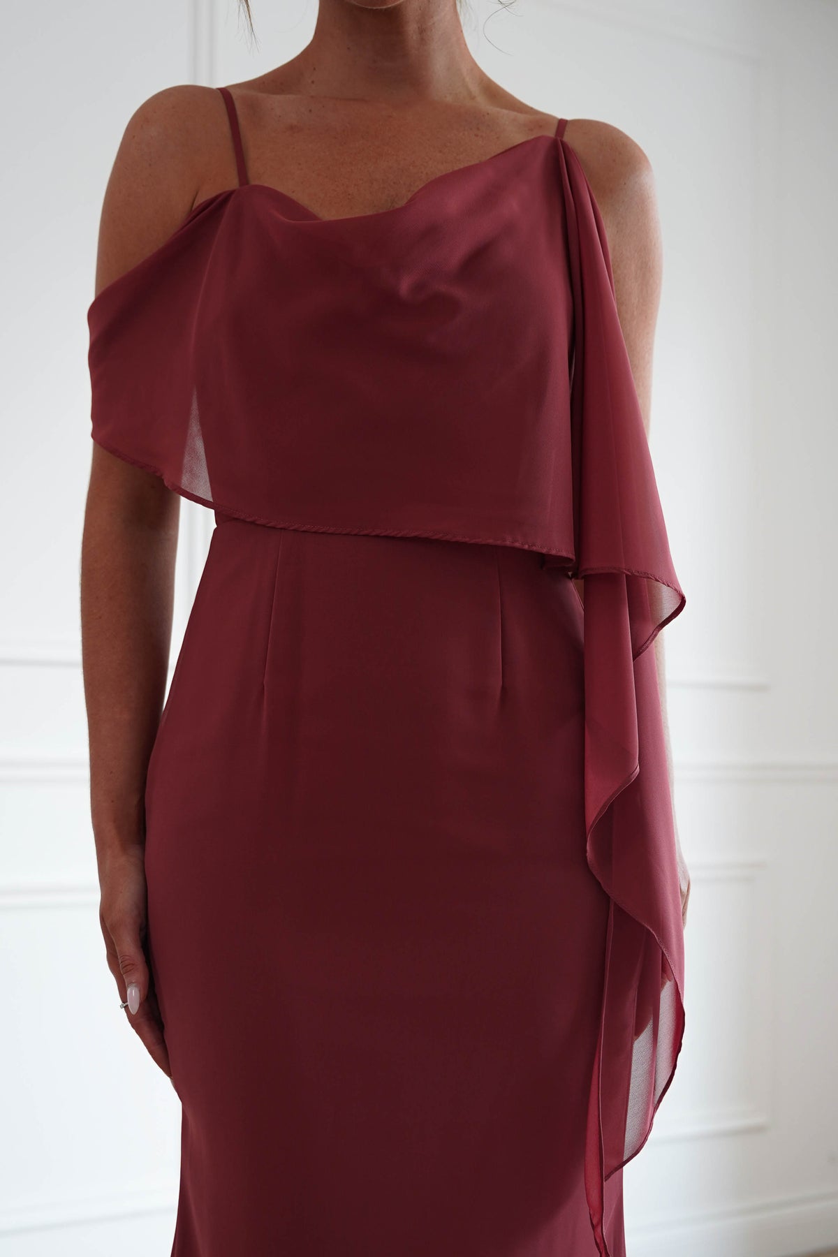 Oh Hello Clothing Women > Clothing > Dresses * MANIJU | MF23378 | Sienna One Shoulder Chiffon Maxi Dress