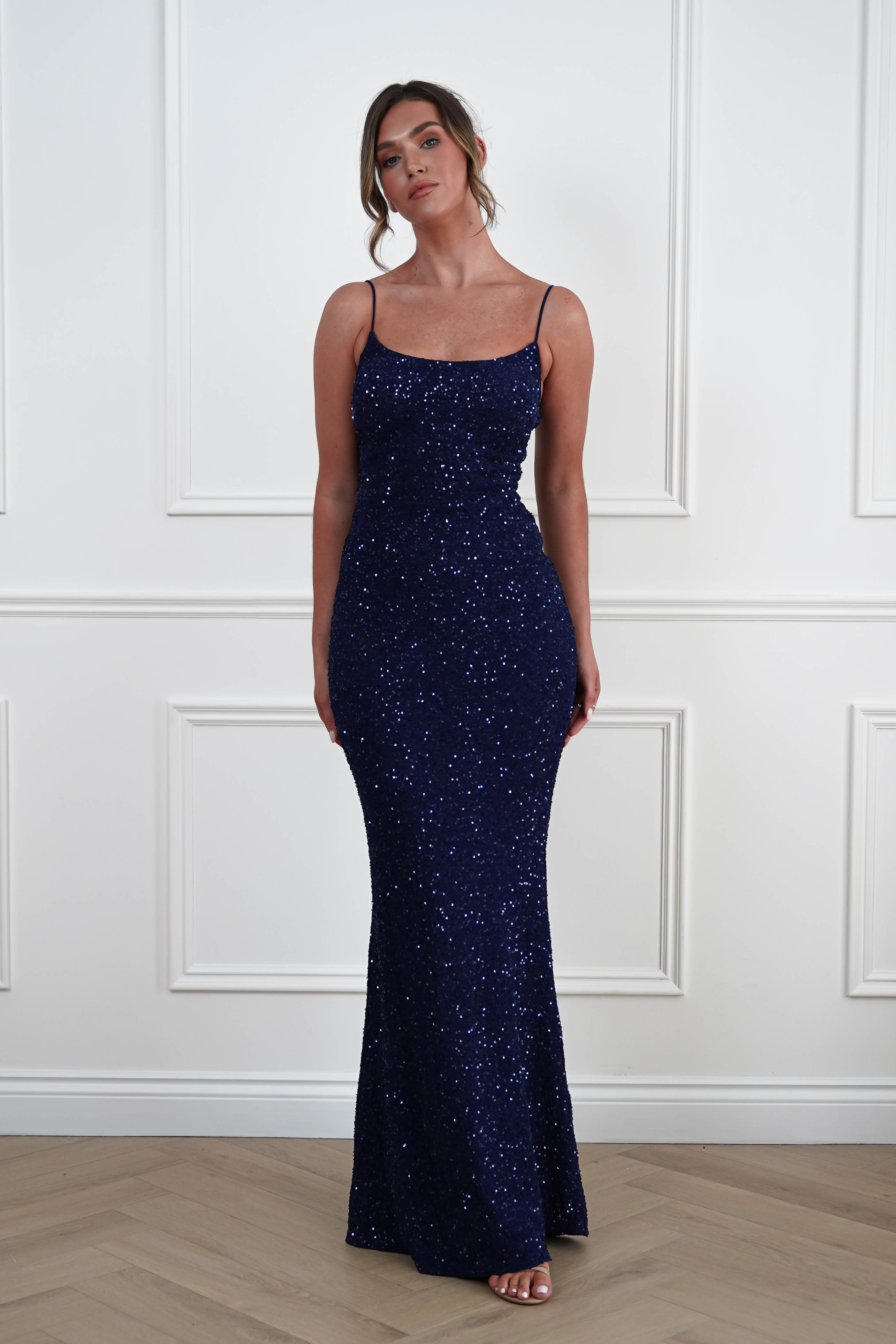 Oh Hello Clothing Dresses > Prom Dresses Maria Sequin Bodycon Maxi Gown | Navy