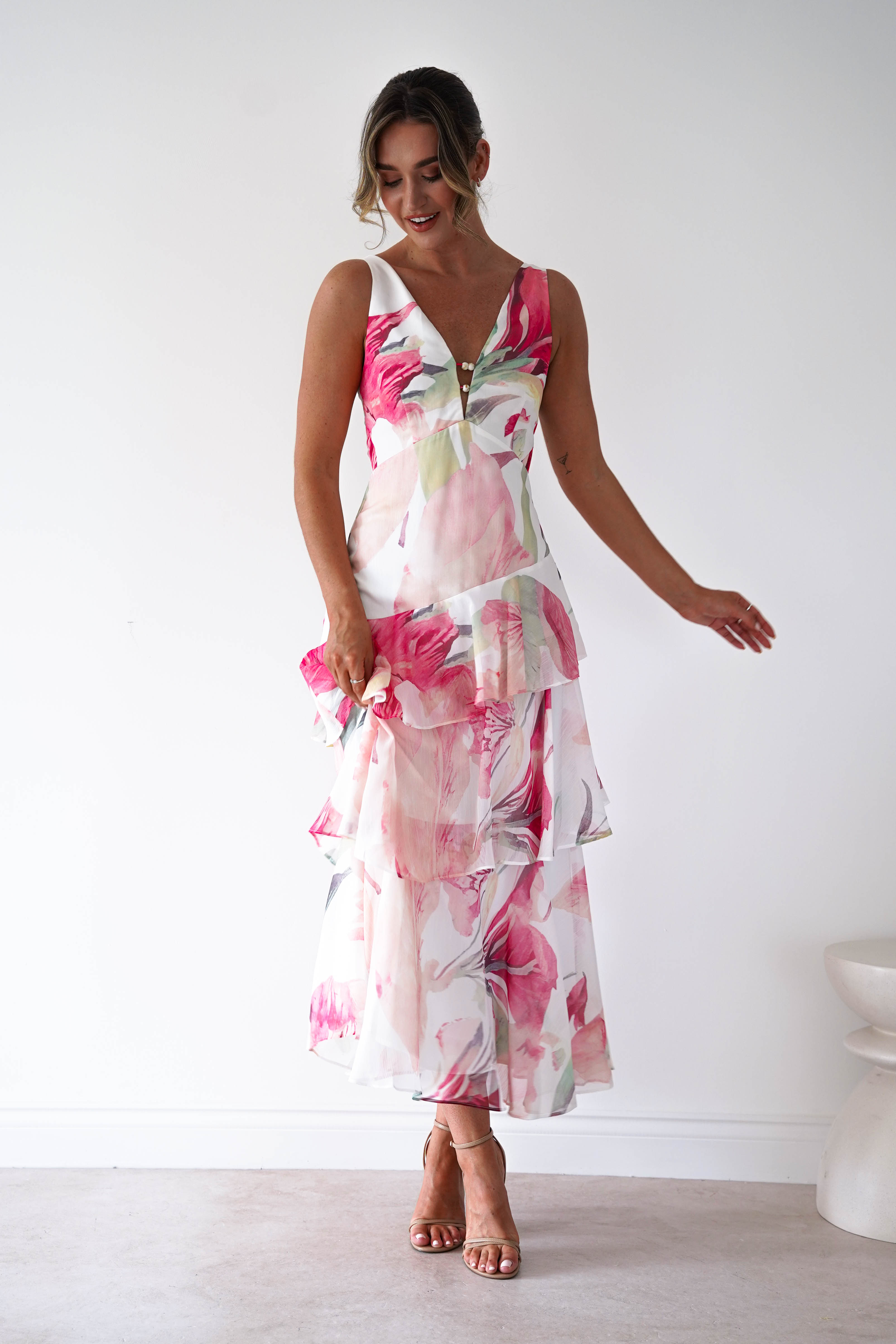 Oh Hello Clothing Women > Clothing > Dresses Marisol Floral Print Tiered Maxi Dress | Mixed Print