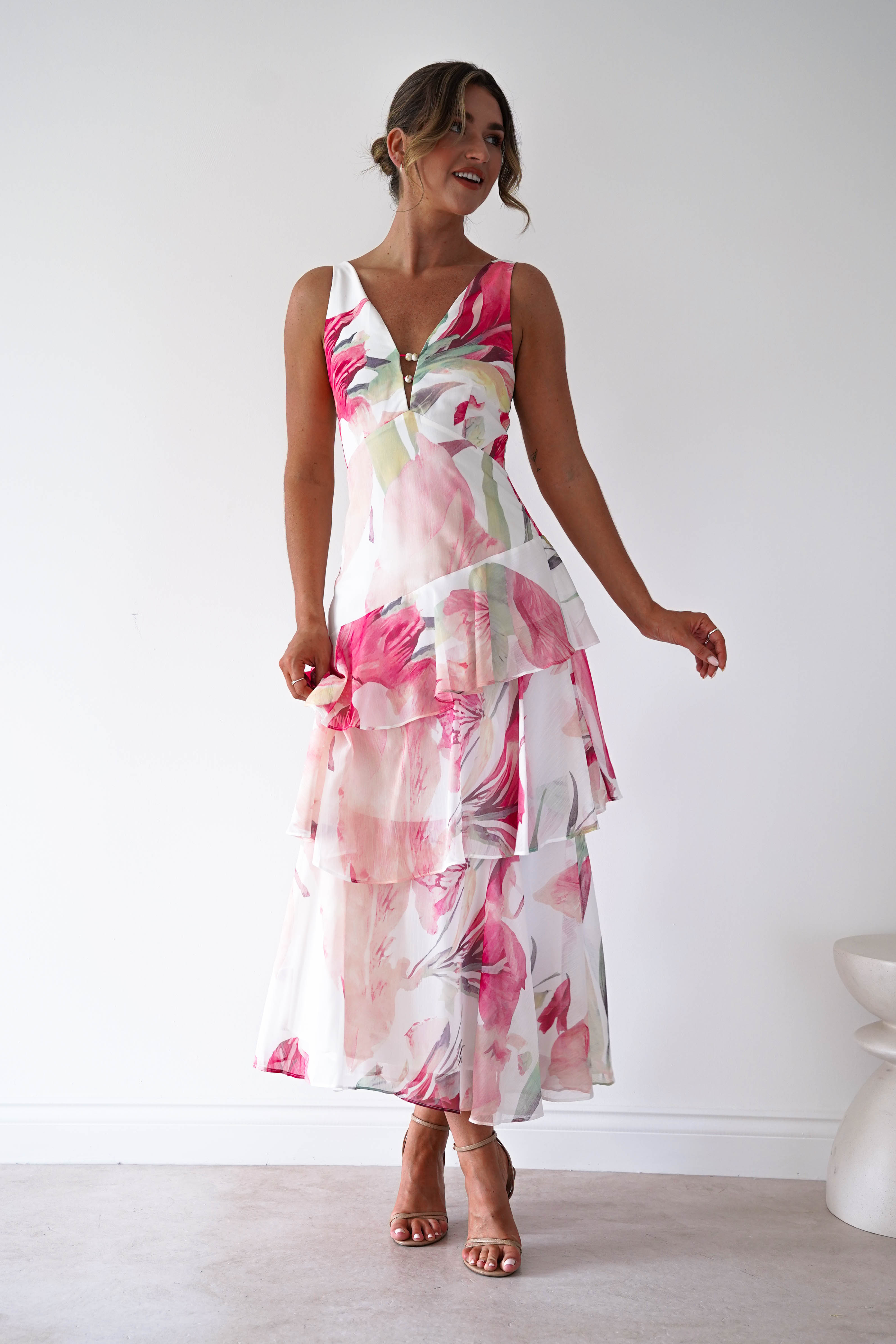 Oh Hello Clothing Women > Clothing > Dresses Marisol Floral Print Tiered Maxi Dress | Mixed Print