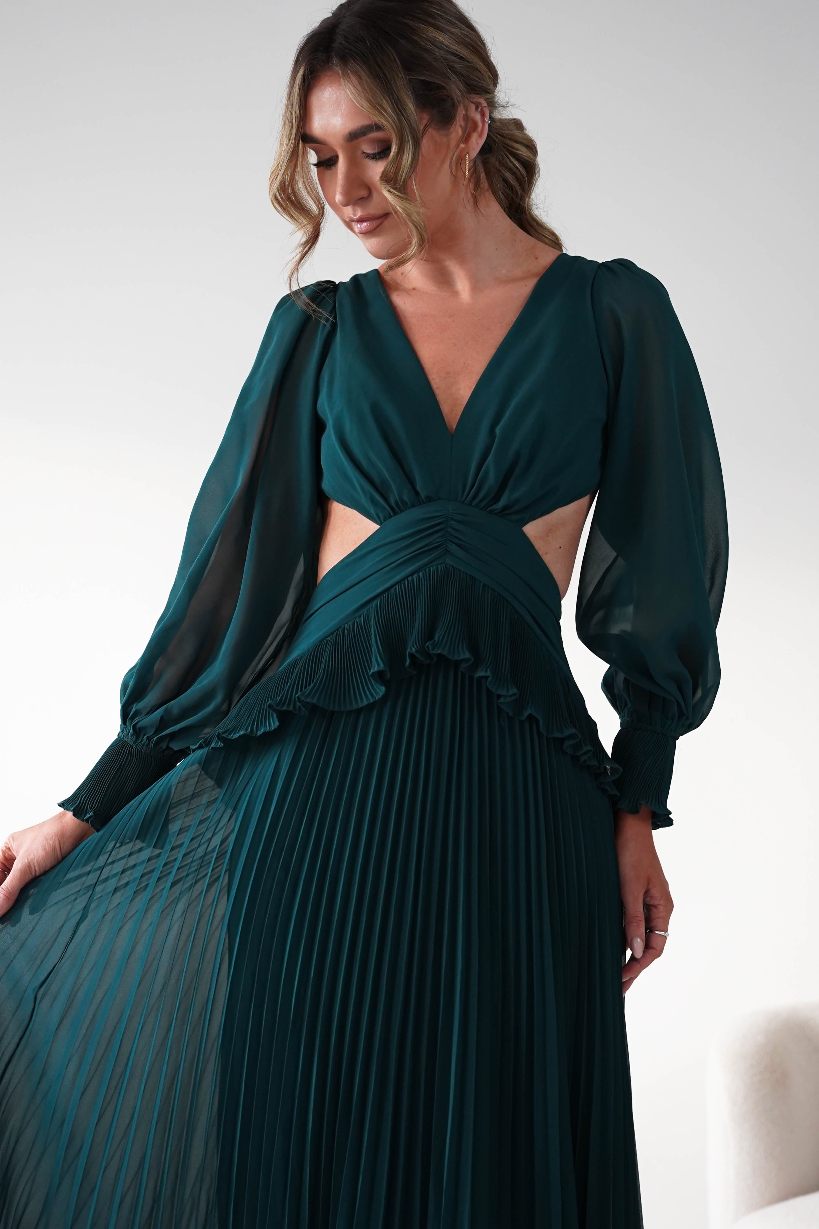 Oh Hello Clothing Women > Clothing > Dresses Middleton Pleated Maxi Dress | Forest Green