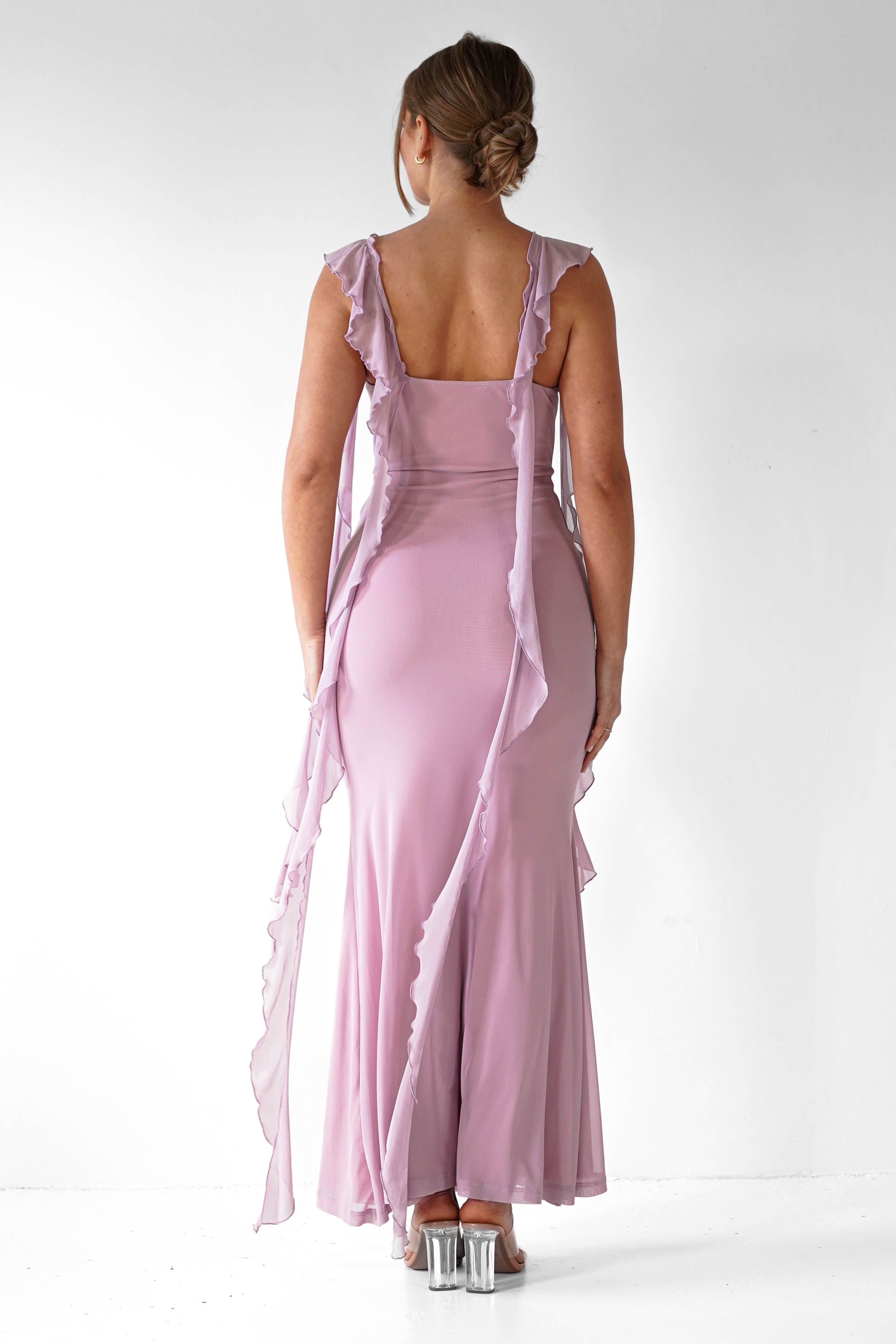 Miranda Ruffle Midaxi Dress Mauve | Wedding Guest Dress | Oh Hello Clothing