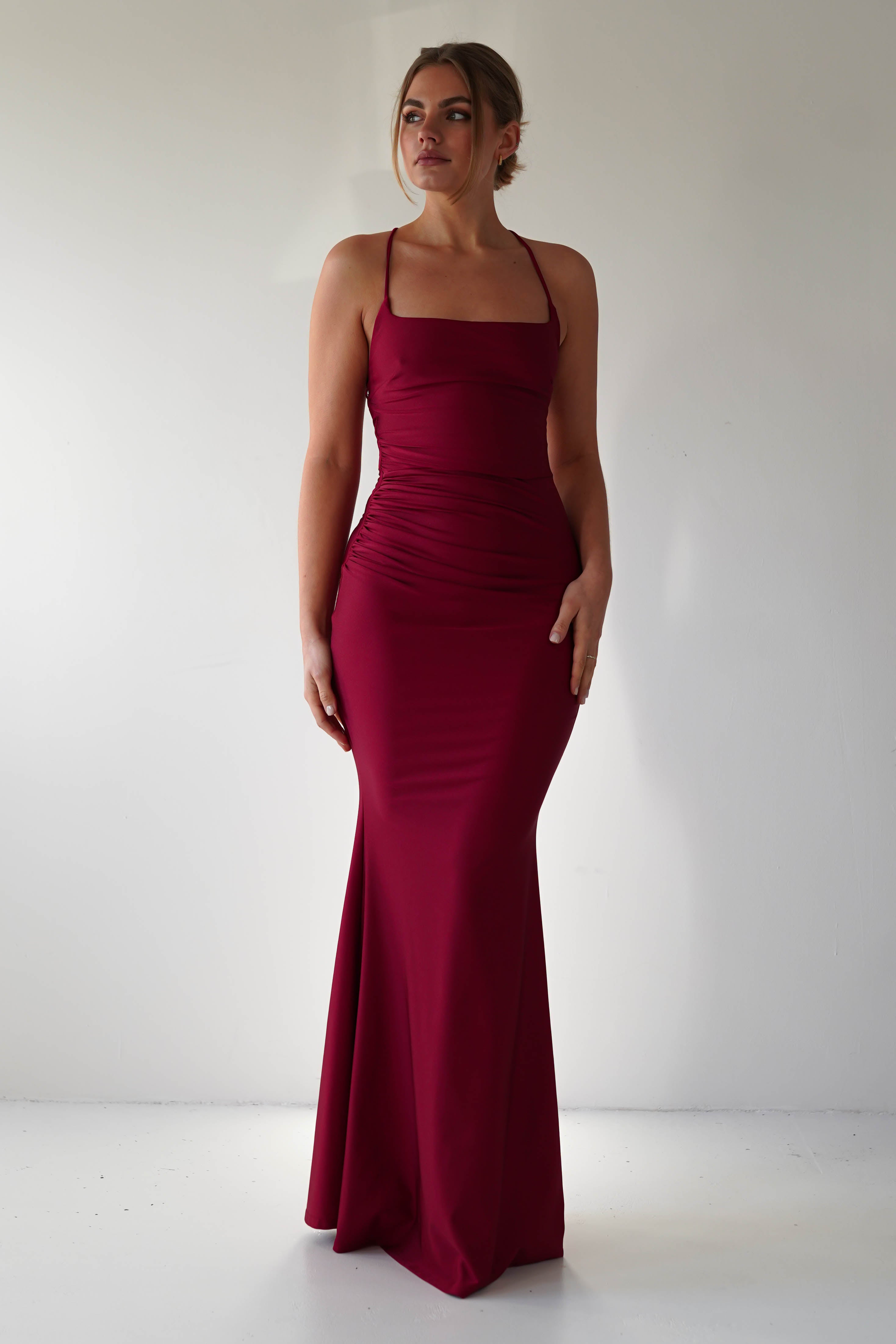 Monette Bodycon Maxi Gown | Burgundy | Debs & Prom | Formal Gown | Oh Hello Clothing