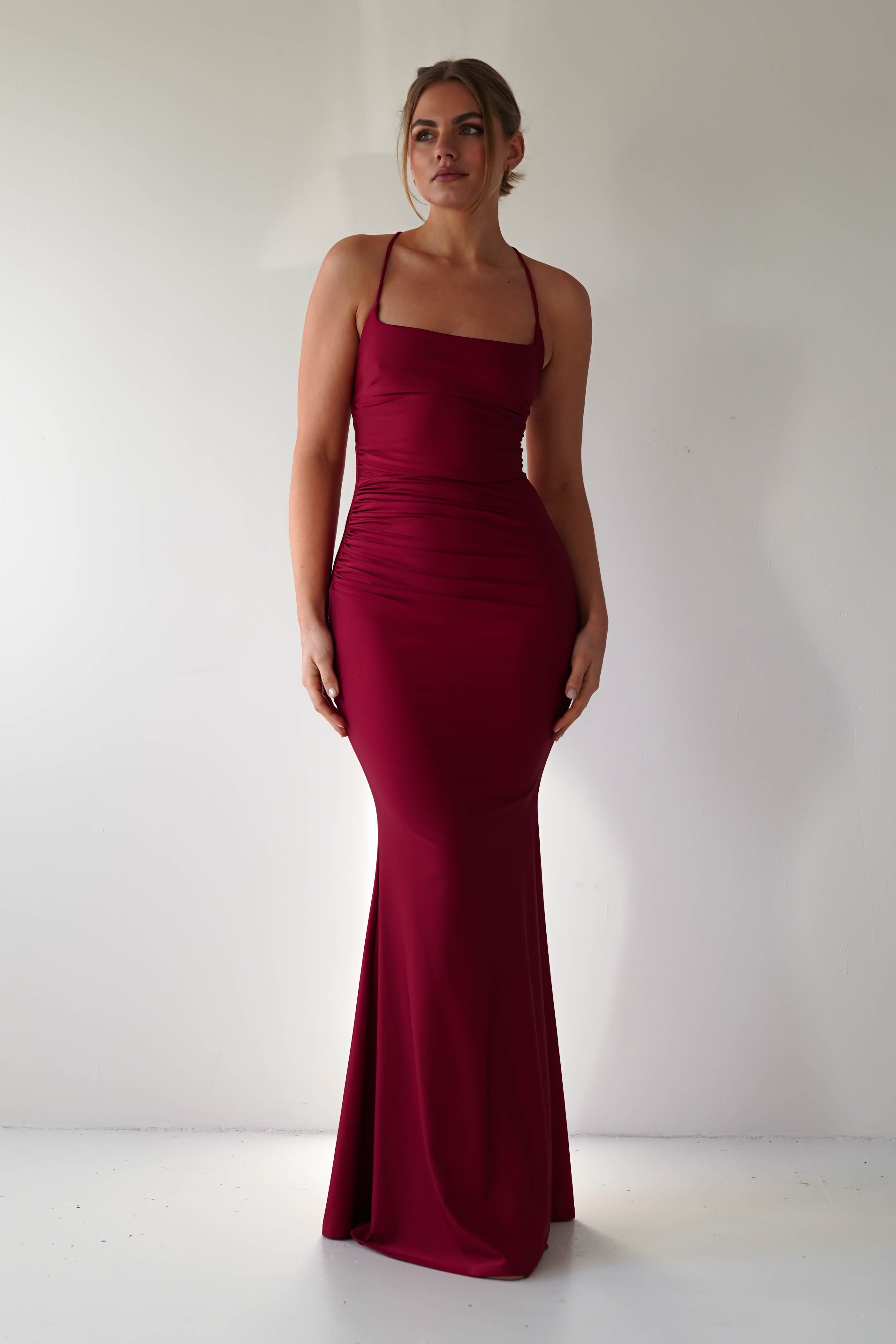 Monette Bodycon Maxi Gown | Burgundy | Debs & Prom | Formal Gown | Oh Hello Clothing