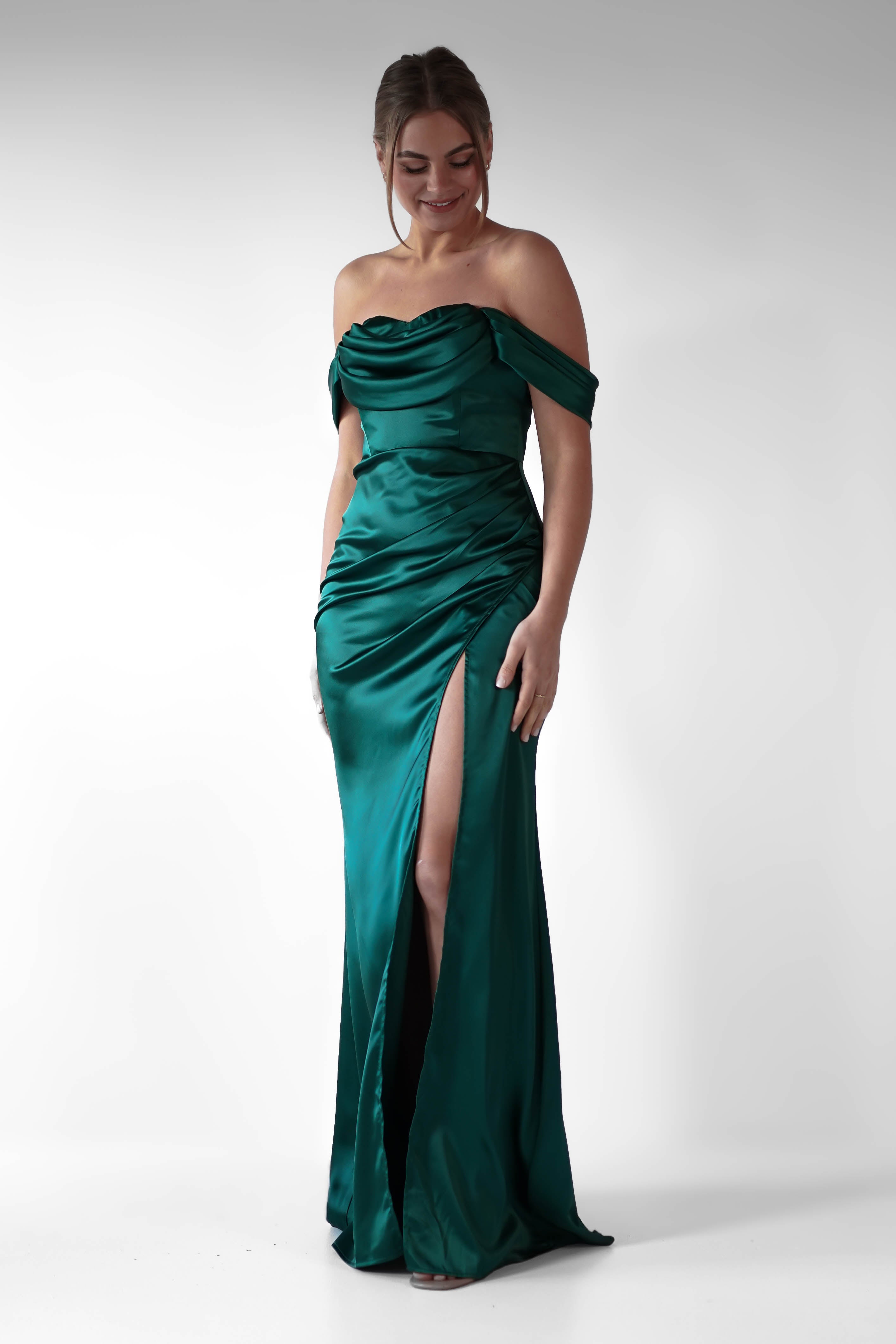 Monica Off The Shoulder Gown | Emerald Green | Debs & Prom | Formal Gown | Oh Hello Clothing