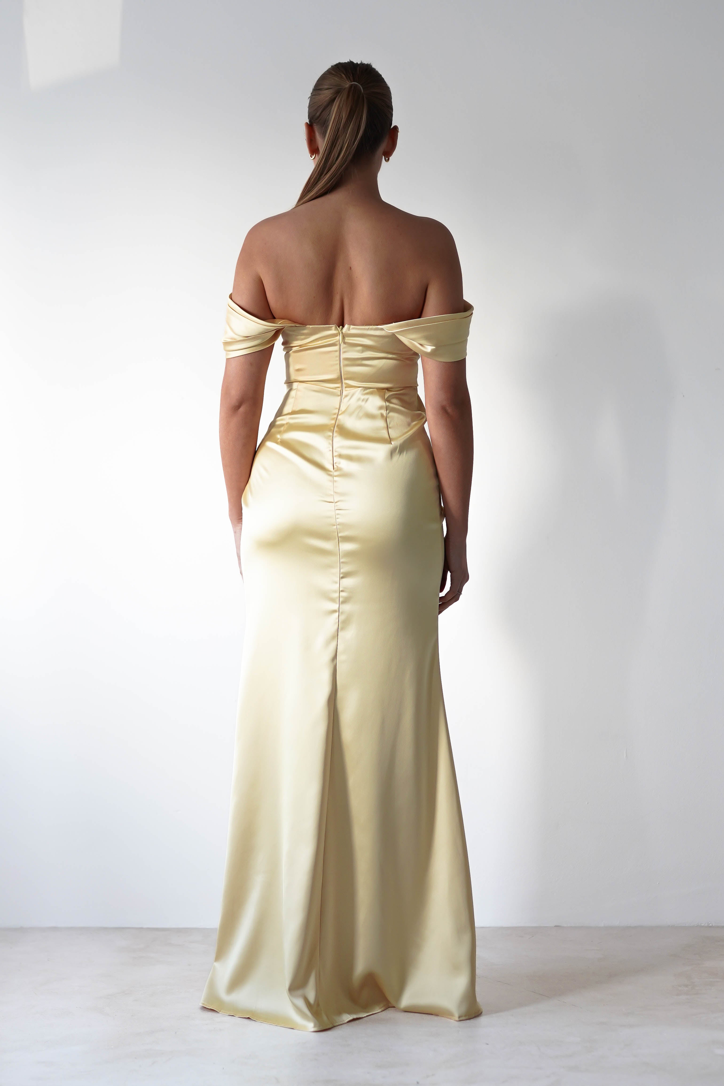 Monica Off The Shoulder Gown | Yellow | Debs & Prom | Formal Gown | Oh Hello Clothing