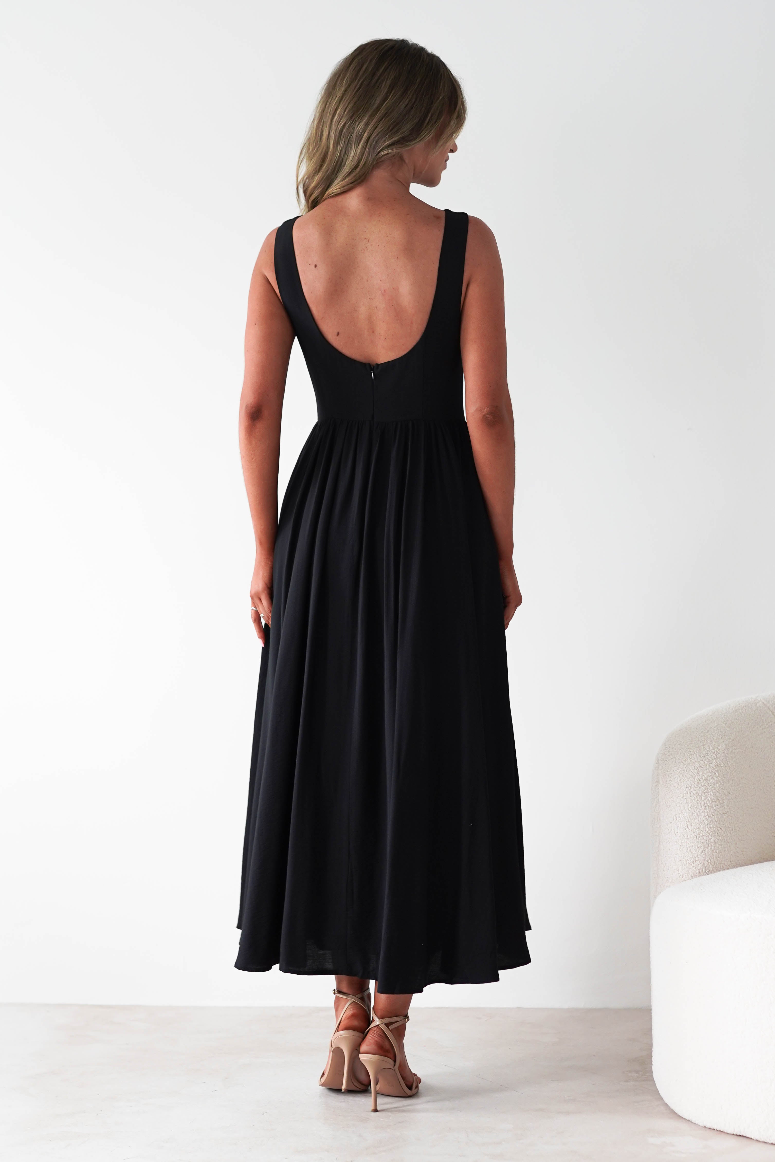 Monroe Skater Midaxi Dress Black | Wedding Guest Dress | Skater | Oh Hello Clothing