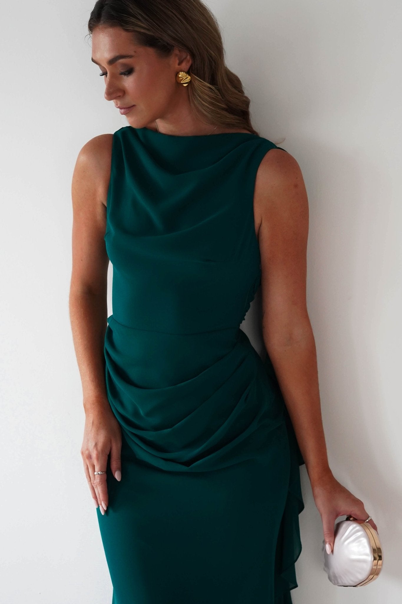 Oh Hello Clothing Dresses Montana Chiffon Maxi Dress | Emerald Green
