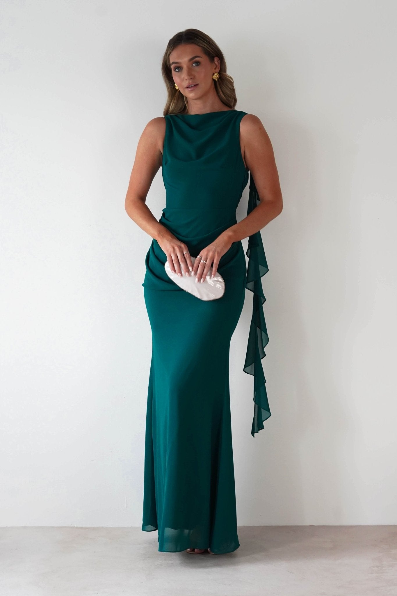 Oh Hello Clothing Dresses Montana Chiffon Maxi Dress | Emerald Green
