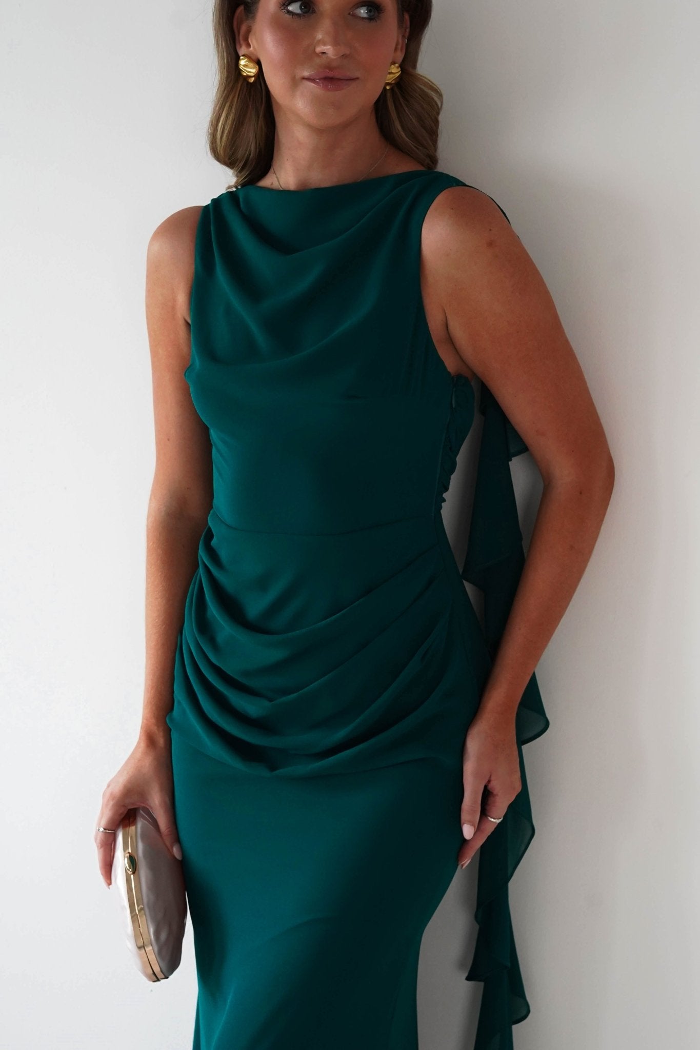 Oh Hello Clothing Dresses Montana Chiffon Maxi Dress | Emerald Green