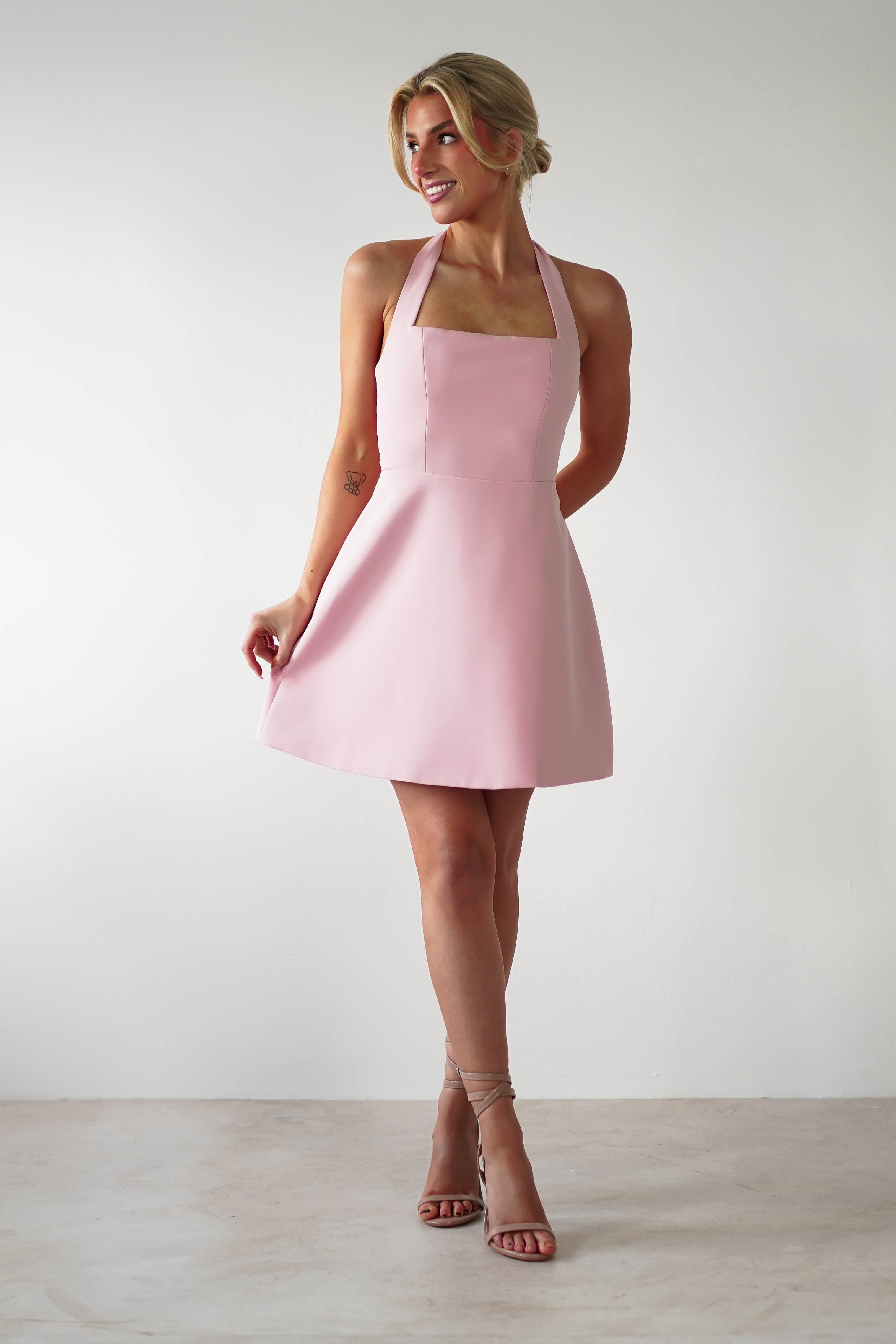 Morocco Halterneck Mini Dress Pink | Wedding Guest Dress | Halter Neck | Oh Hello Clothing