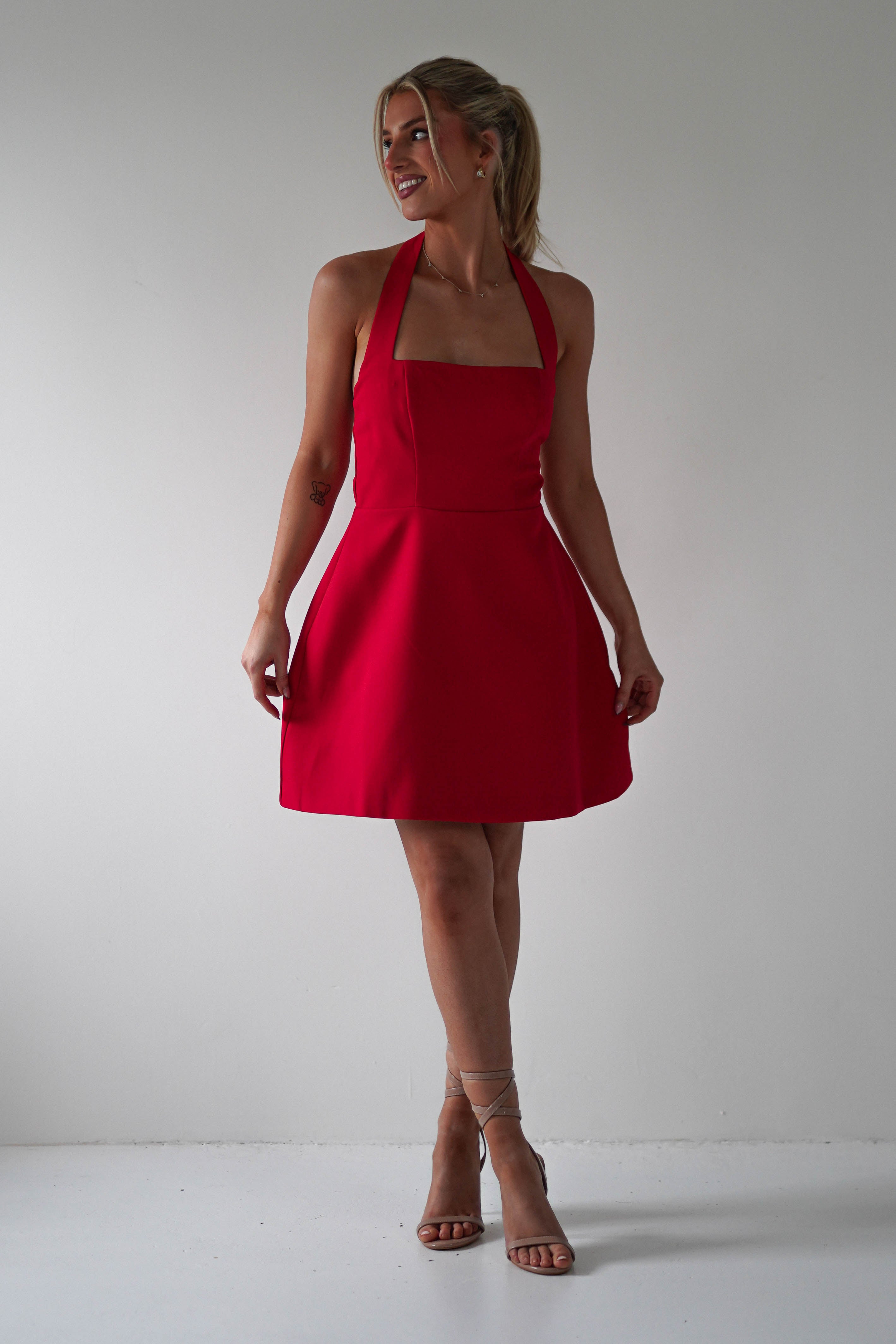 Morocco Halterneck Mini Dress Red | Wedding Guest Dress | Halter Neck | Oh Hello Clothing