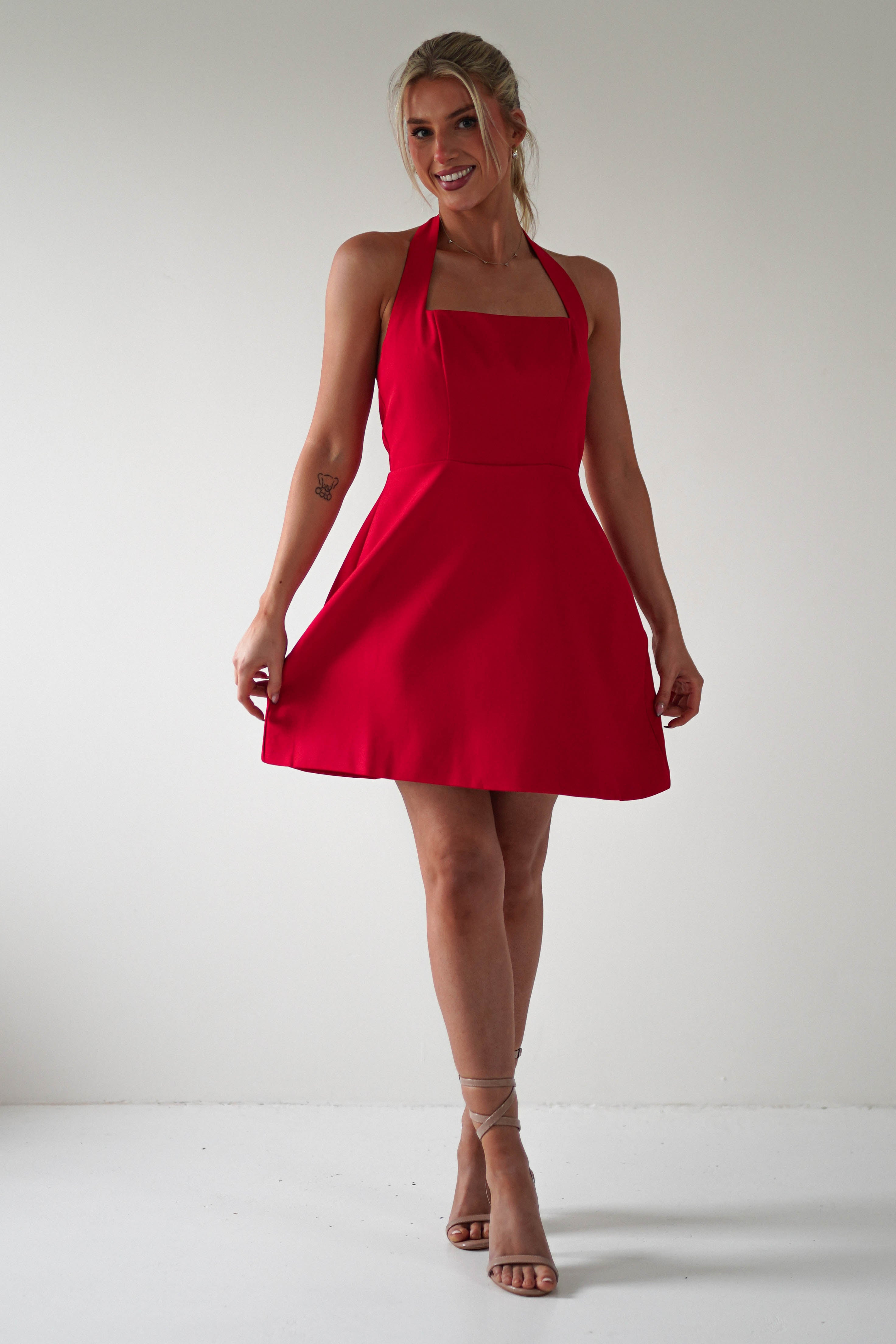 Morocco Halterneck Mini Dress Red | Wedding Guest Dress | Halter Neck | Oh Hello Clothing