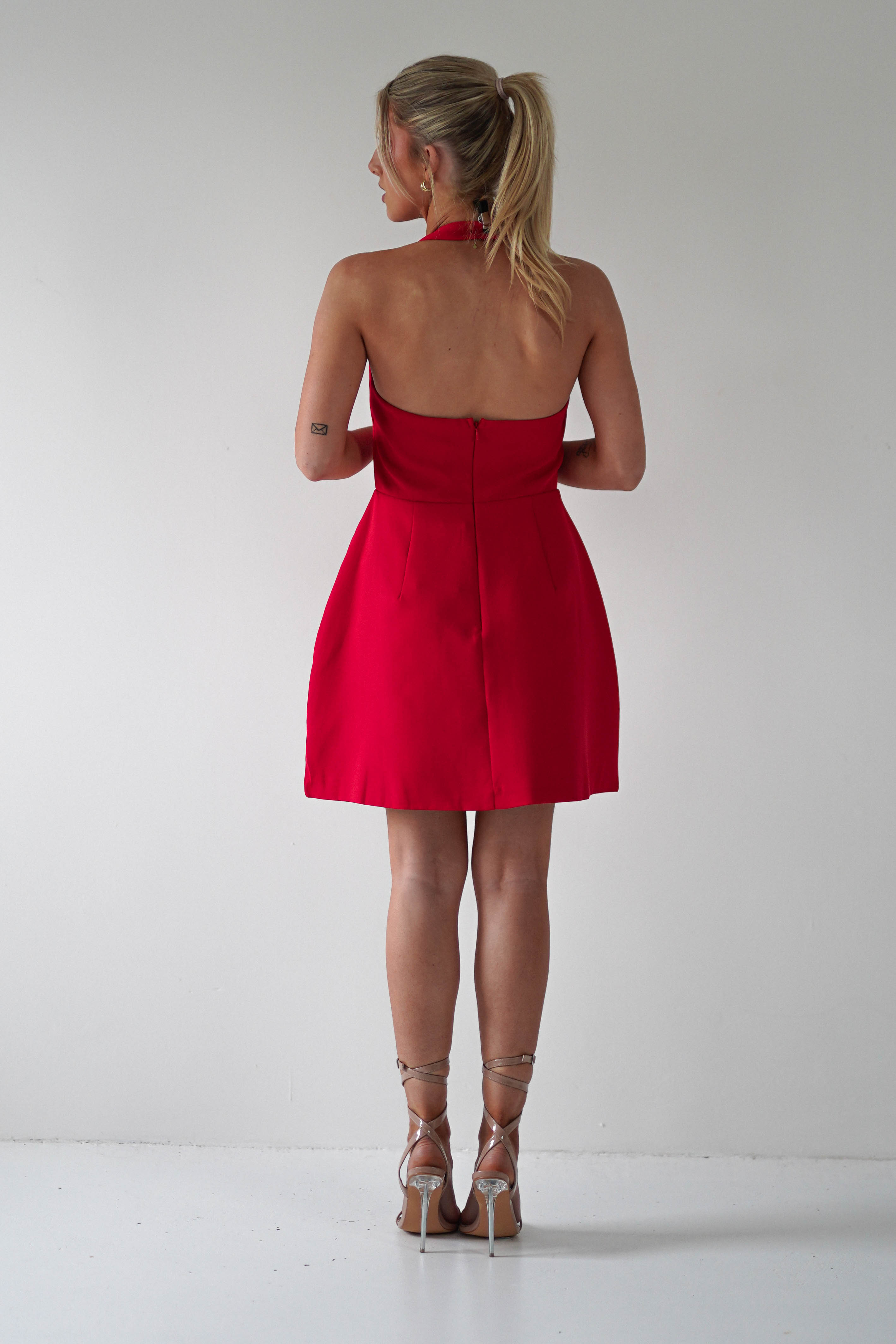 Morocco Halterneck Mini Dress Red | Wedding Guest Dress | Halter Neck | Oh Hello Clothing