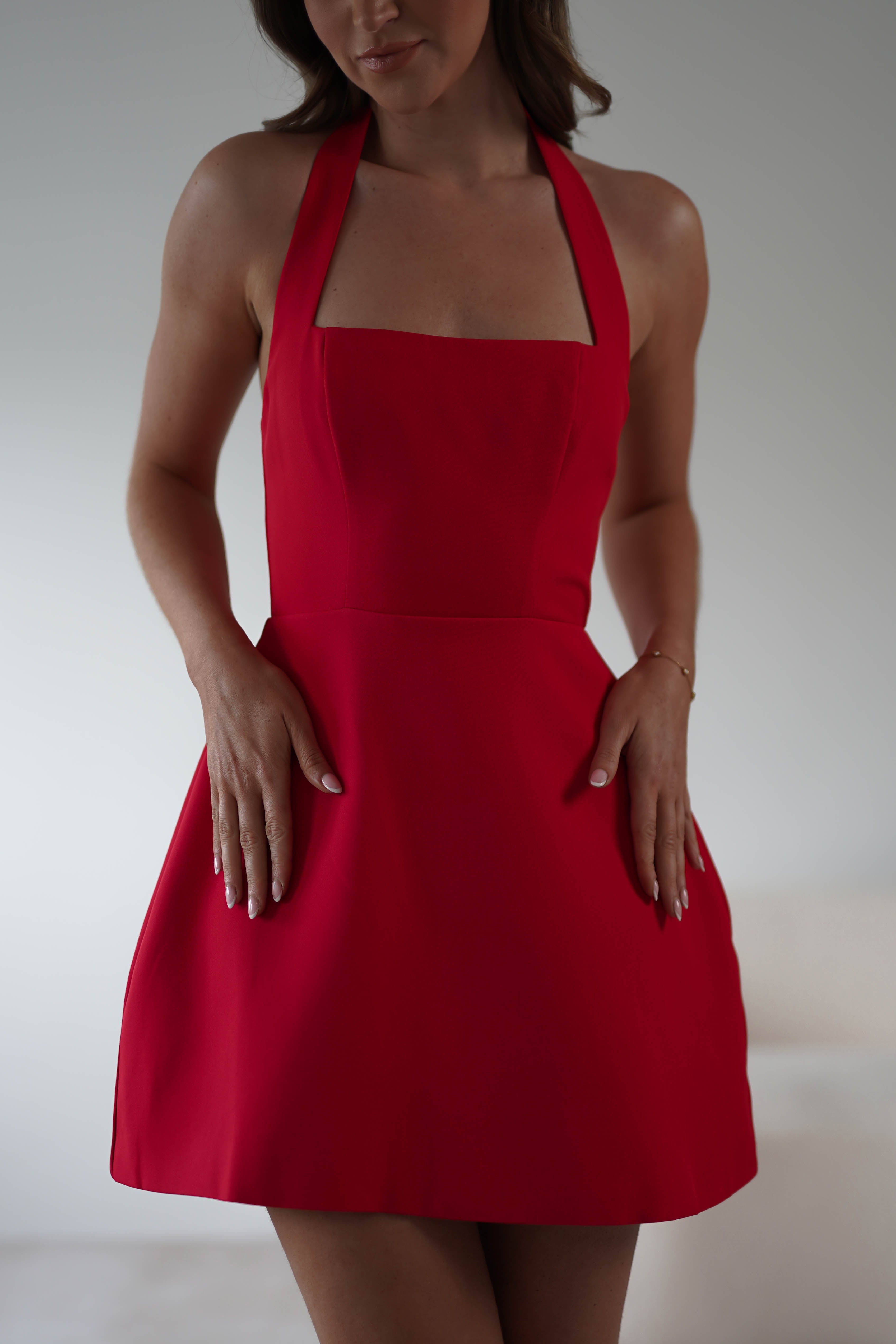 Morocco Halterneck Mini Dress Red | Wedding Guest Dress | Halter Neck | Oh Hello Clothing