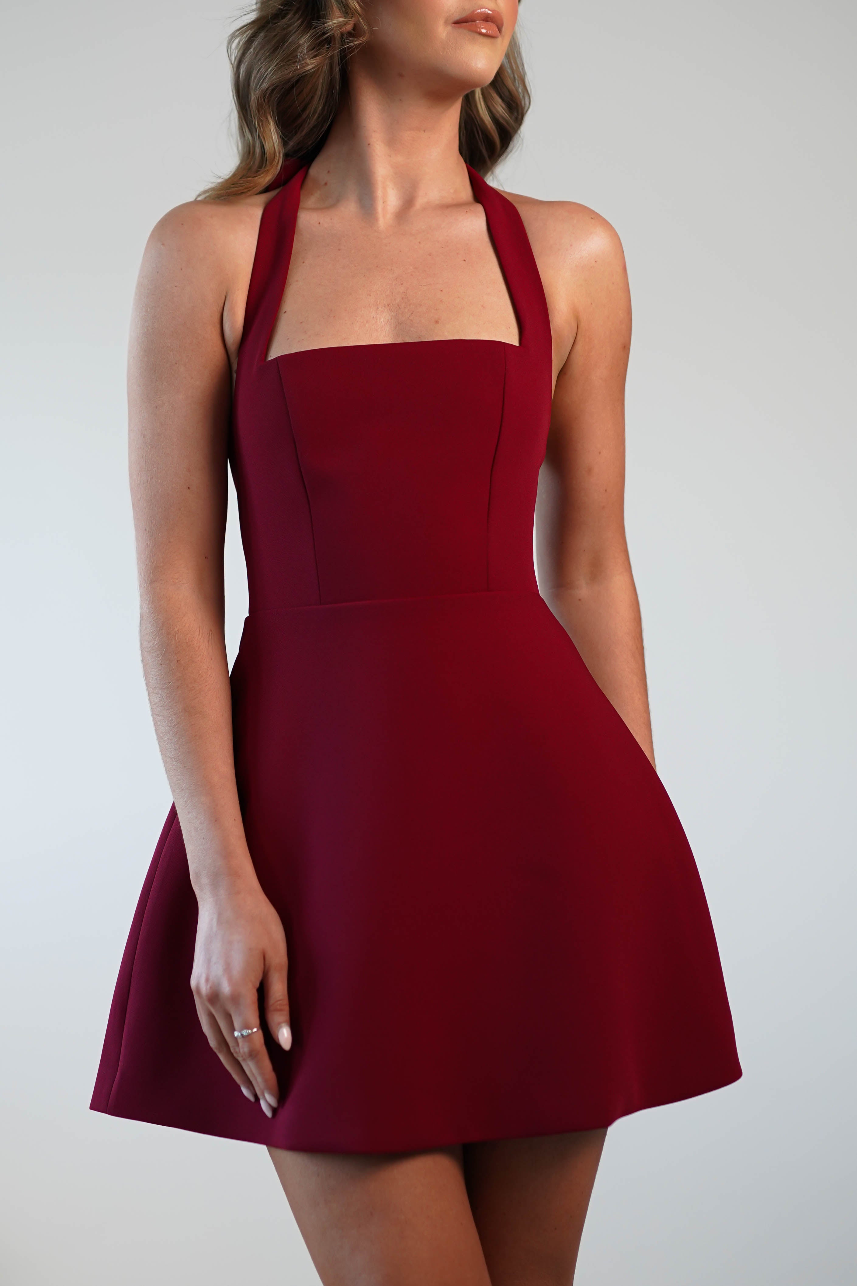 Morocco Halterneck Mini Dress Wine | Wedding Guest Dress | Halter Neck | Oh Hello Clothing