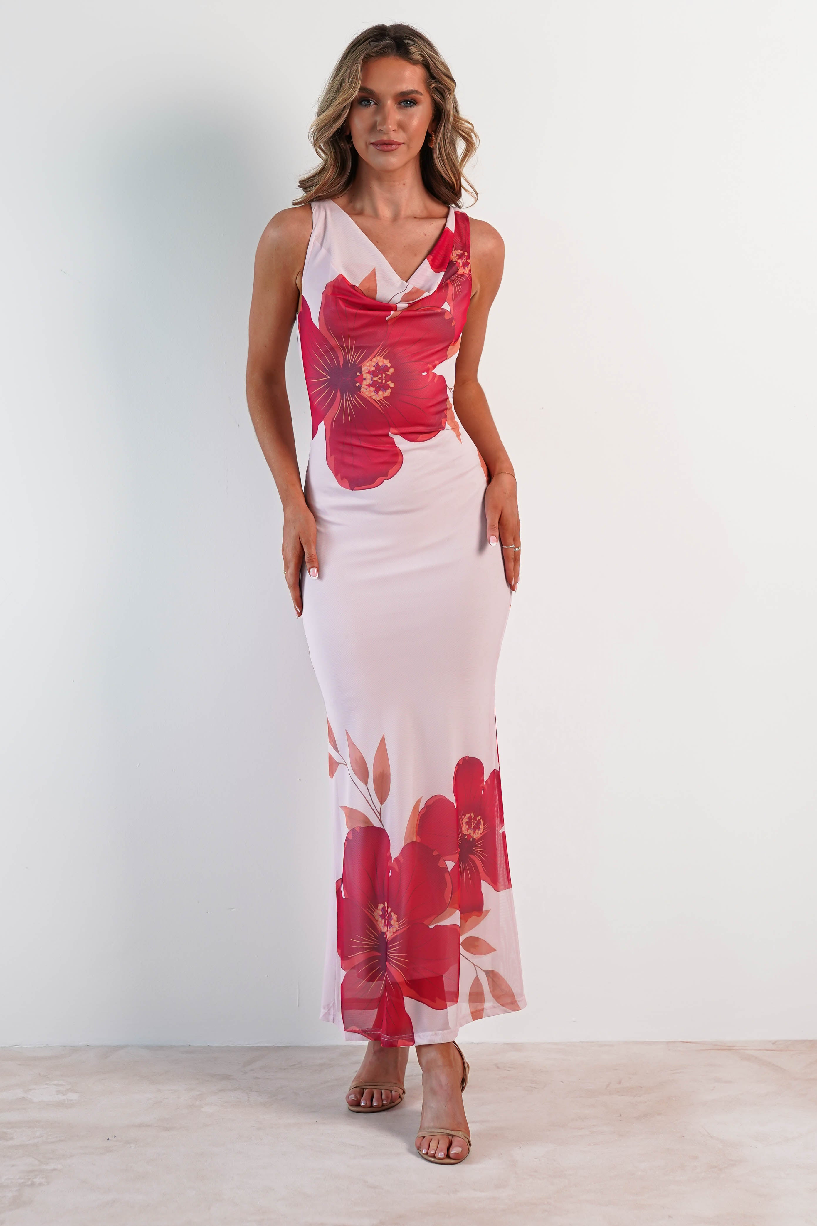 Nalini Bodycon Mesh Maxi Dress Pink | Wedding Guest Dress | Bodycon | Maxi | Oh Hello Clothing