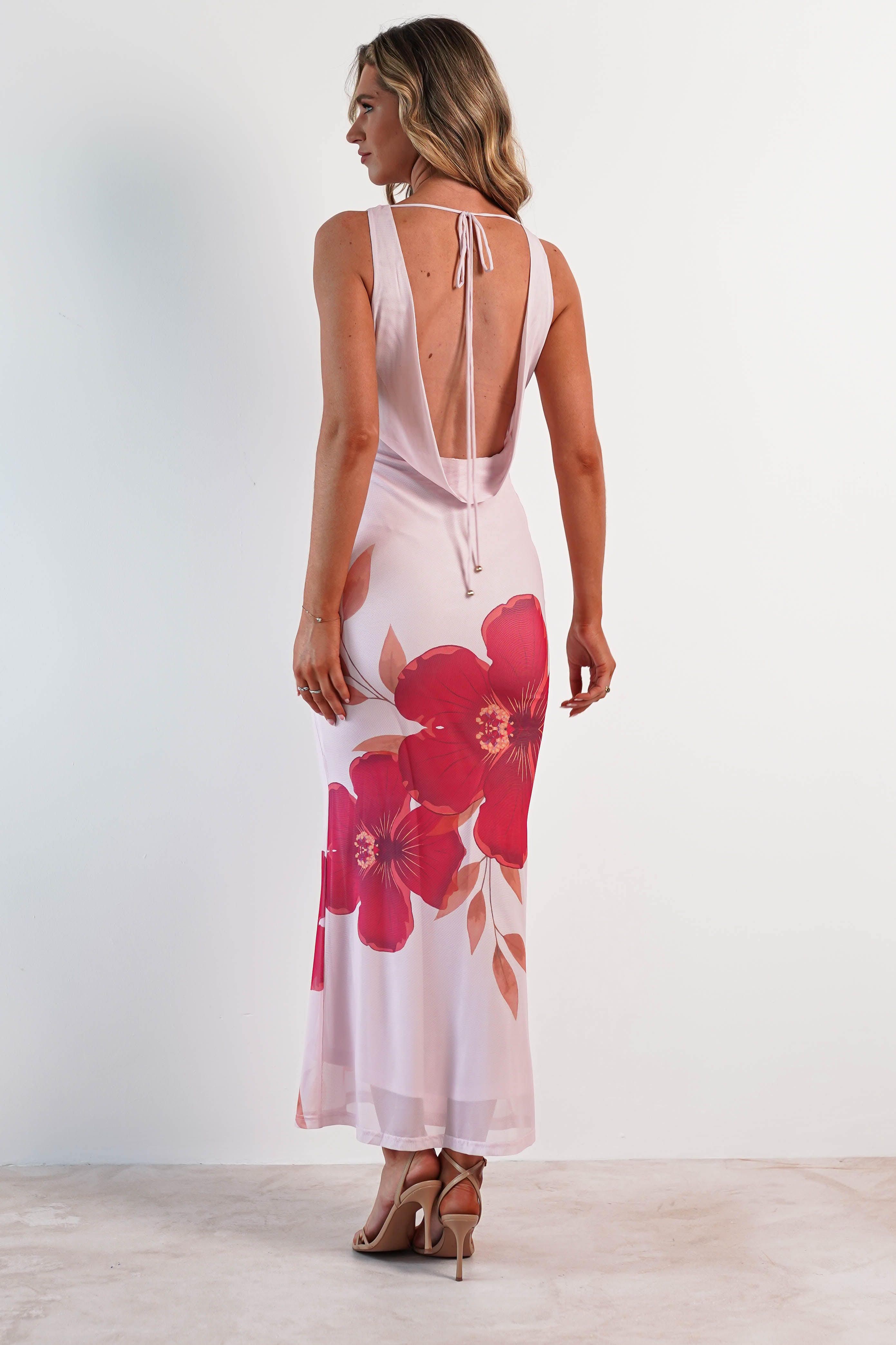 Nalini Bodycon Mesh Maxi Dress Pink | Wedding Guest Dress | Bodycon | Maxi | Oh Hello Clothing