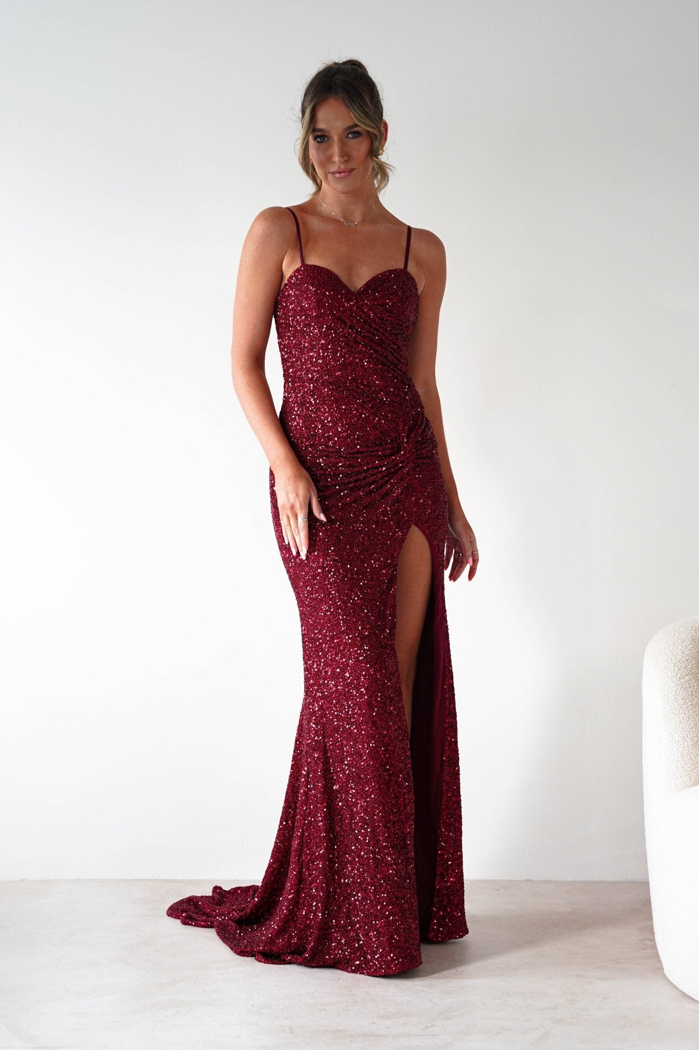 Nalita Bodycon Sequin Gown | Deep Red | Debs & Prom | Formal Gown | Oh Hello Clothing