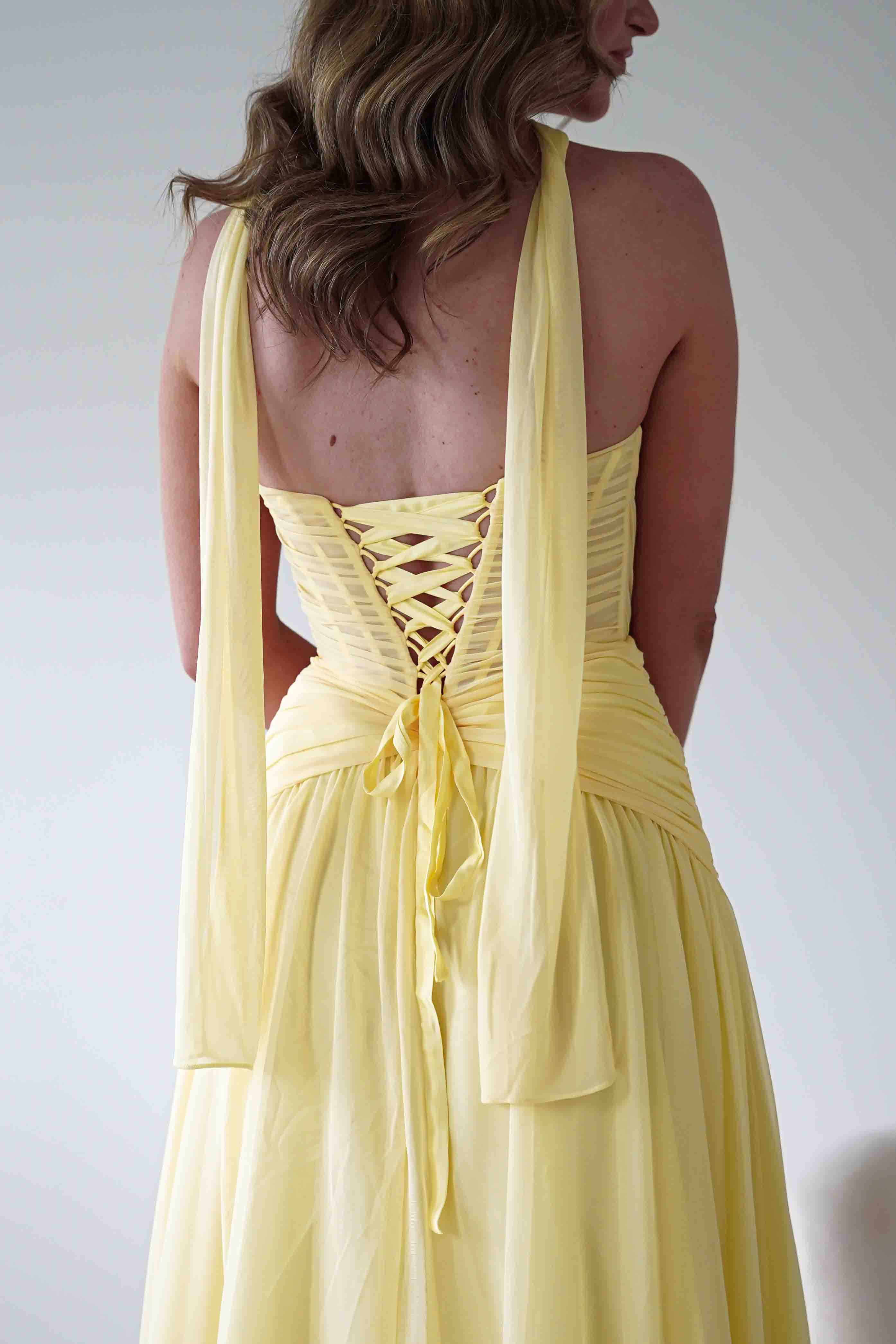 Oh Hello Clothing Women > Clothing > Dresses Nicolette Strapless Chiffon Maxi Gown | Yellow