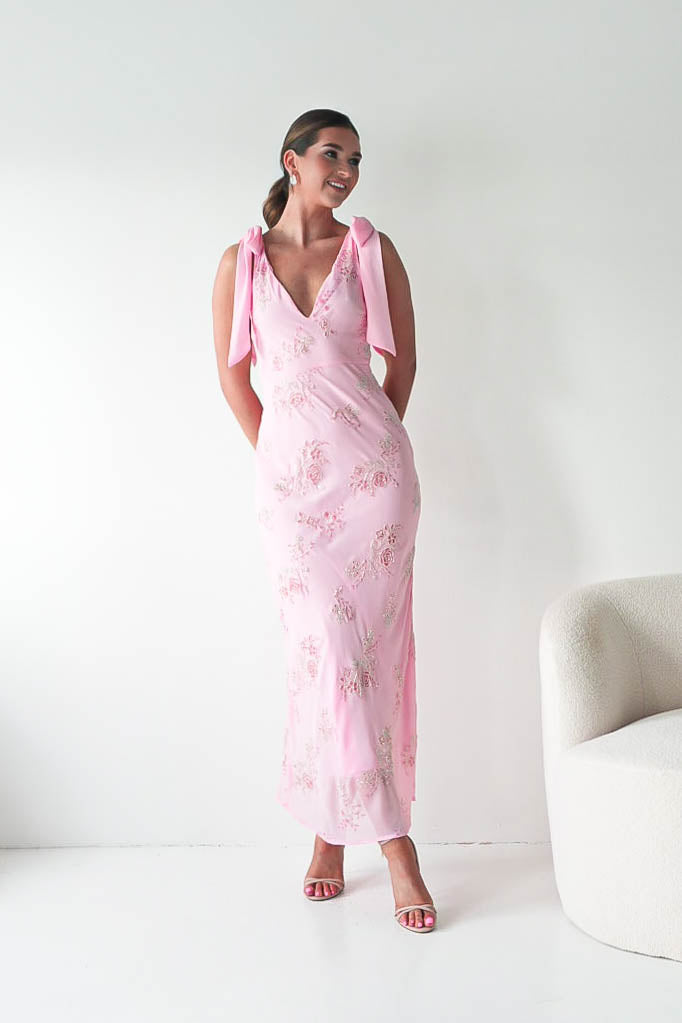 Oh Hello Clothing Women > Clothing > Dresses Noah Floral Embellished Maxi Dress | Pink