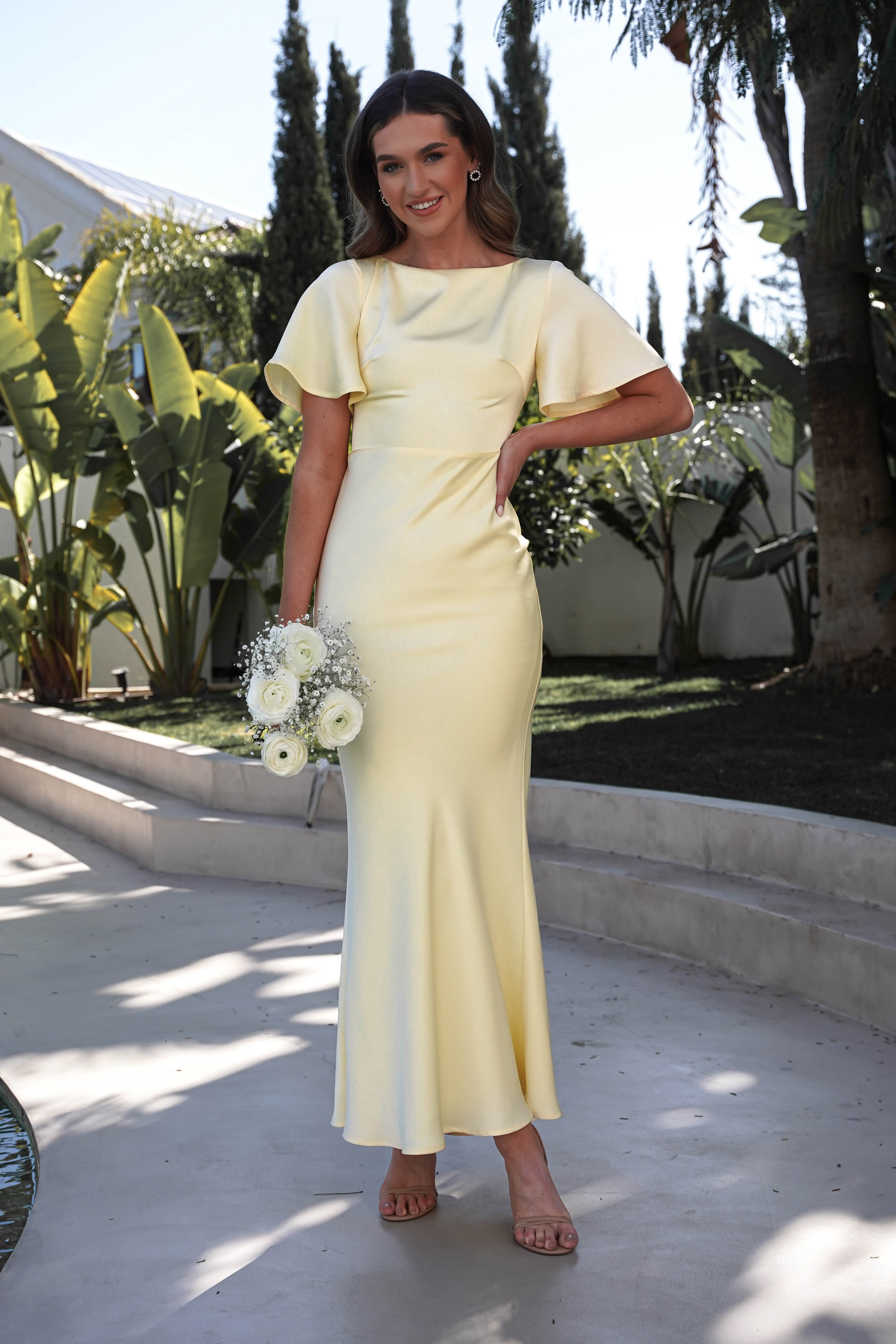 Olivia Soft Matte Satin Maxi Dress Yellow | Wedding Guest Dress | Maxi | Satin | Oh Hello Clothing