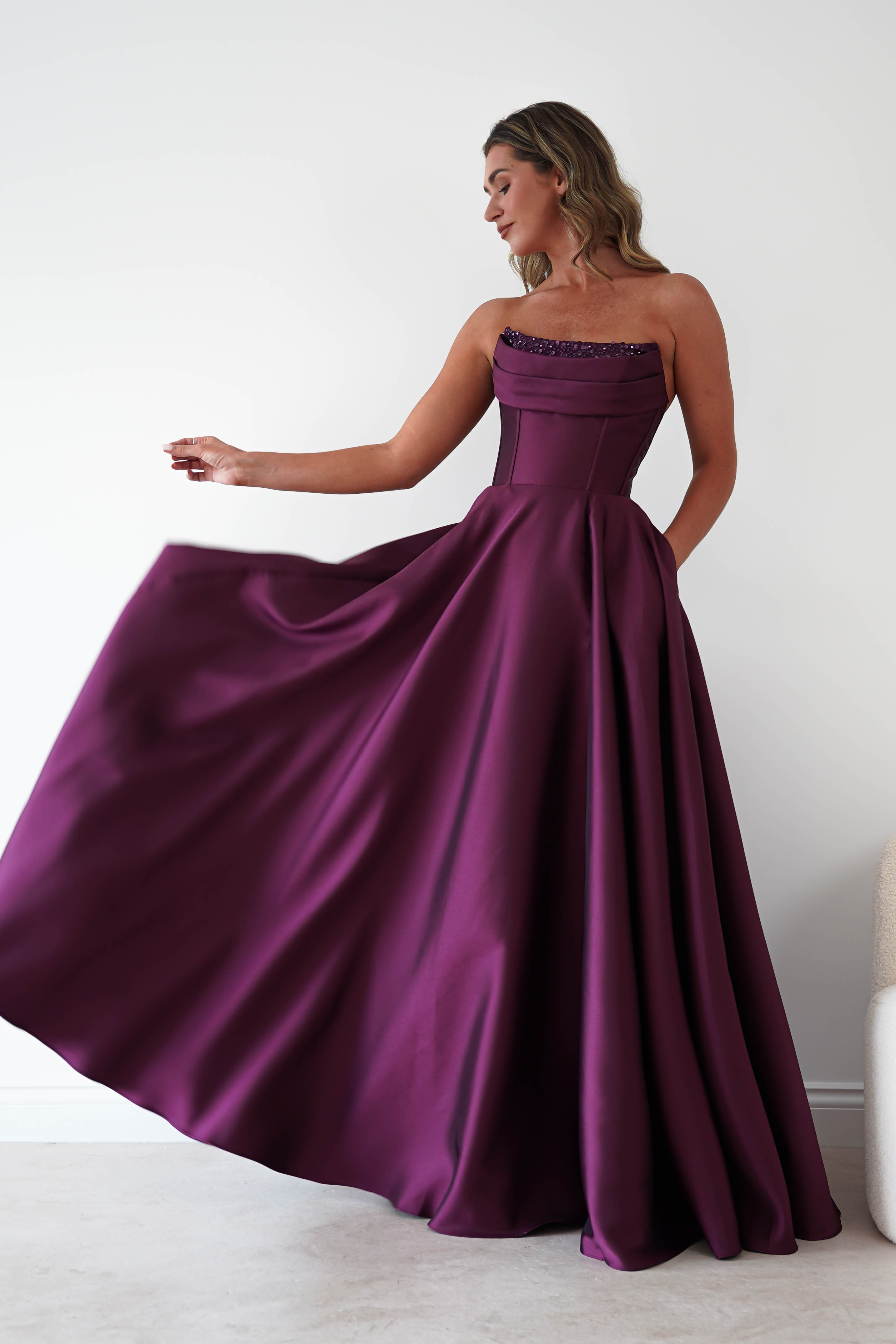 Oh Hello Clothing Dresses > Prom Dresses Pepper Strapless A-Line Maxi Gown | Berry