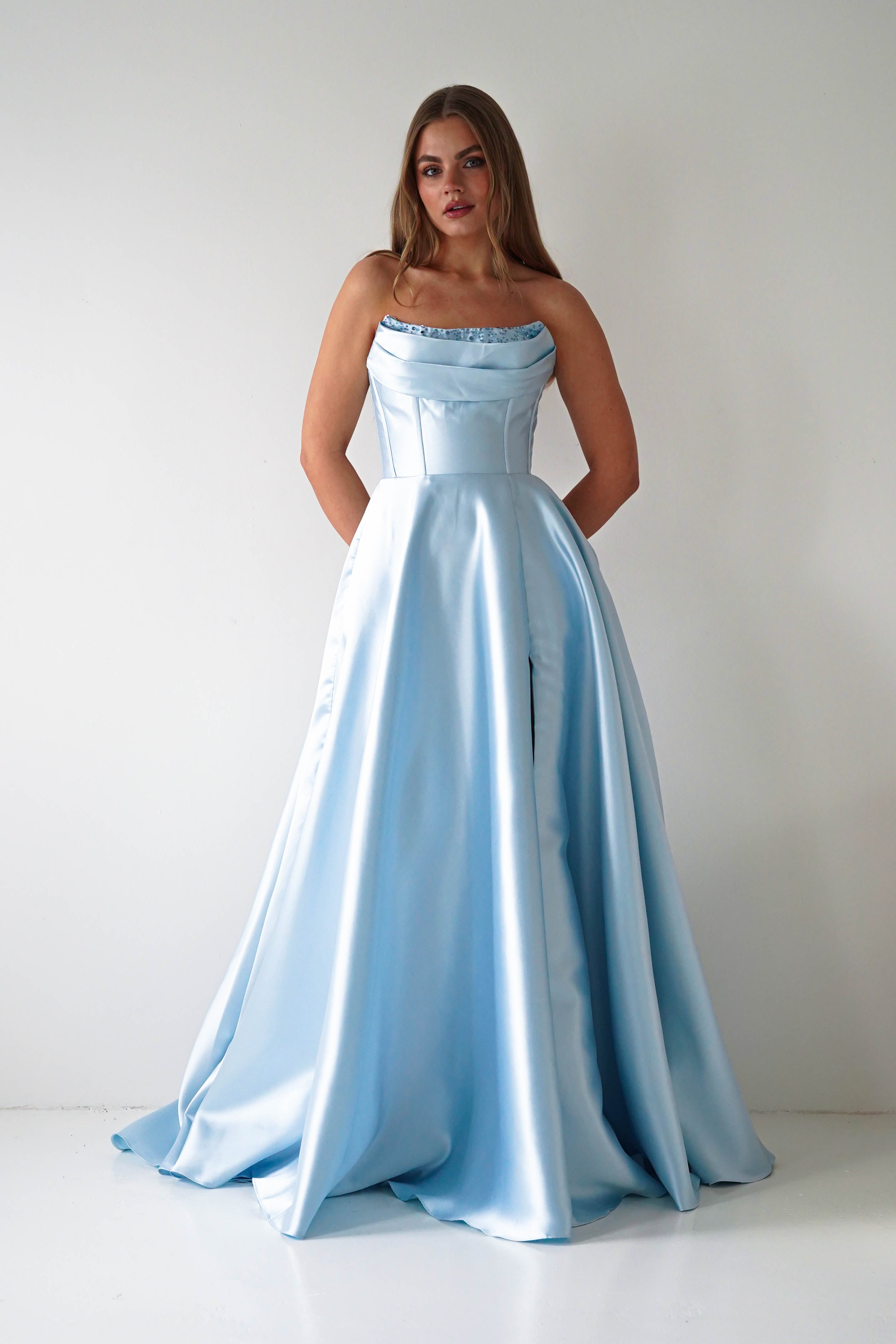 Oh Hello Clothing Dresses > Prom Dresses Pepper Strapless A-Line Maxi Gown | Blue