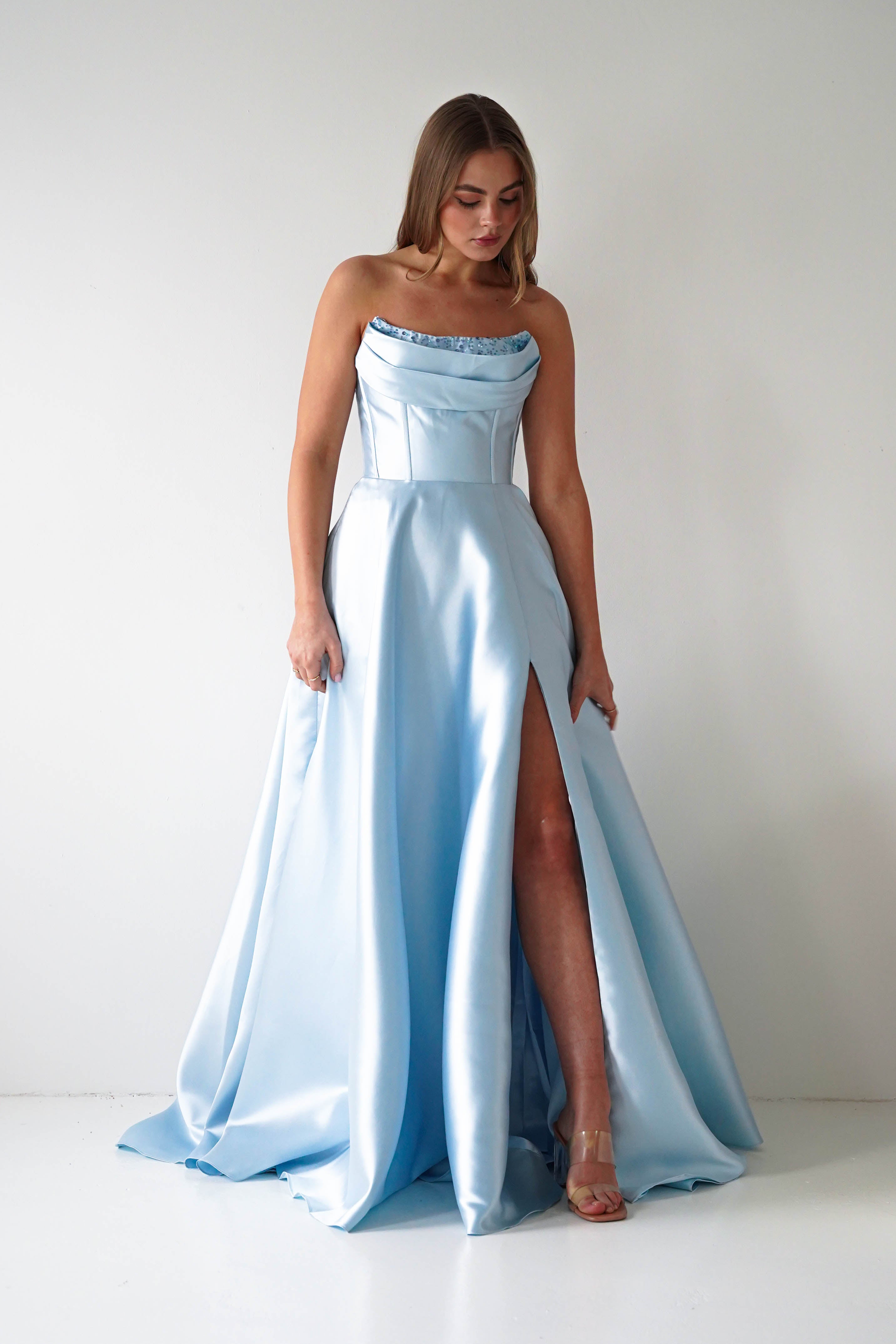 Oh Hello Clothing Dresses > Prom Dresses Pepper Strapless A-Line Maxi Gown | Blue