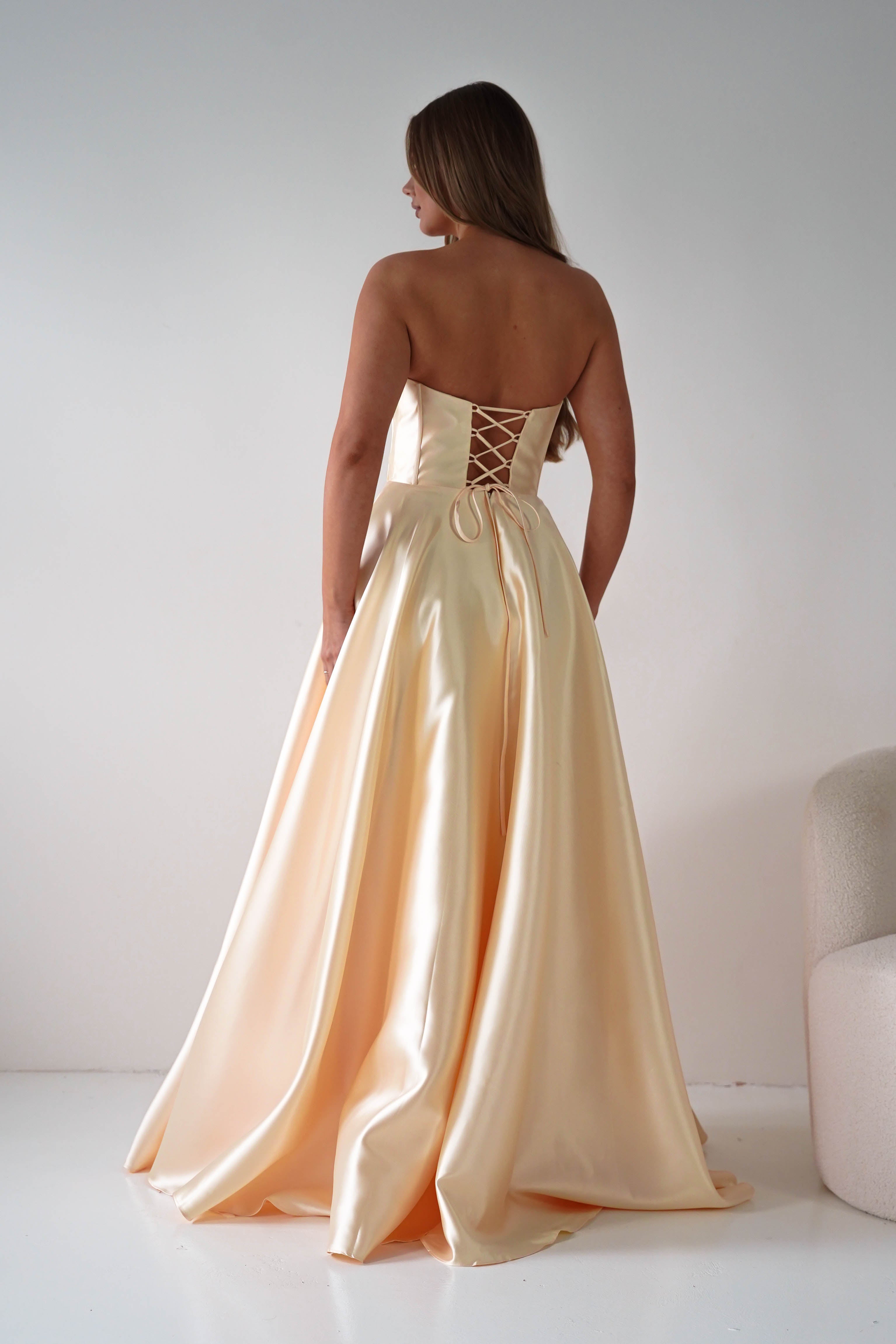 Oh Hello Clothing Dresses > Prom Dresses Pepper Strapless A-Line Maxi Gown | Yellow