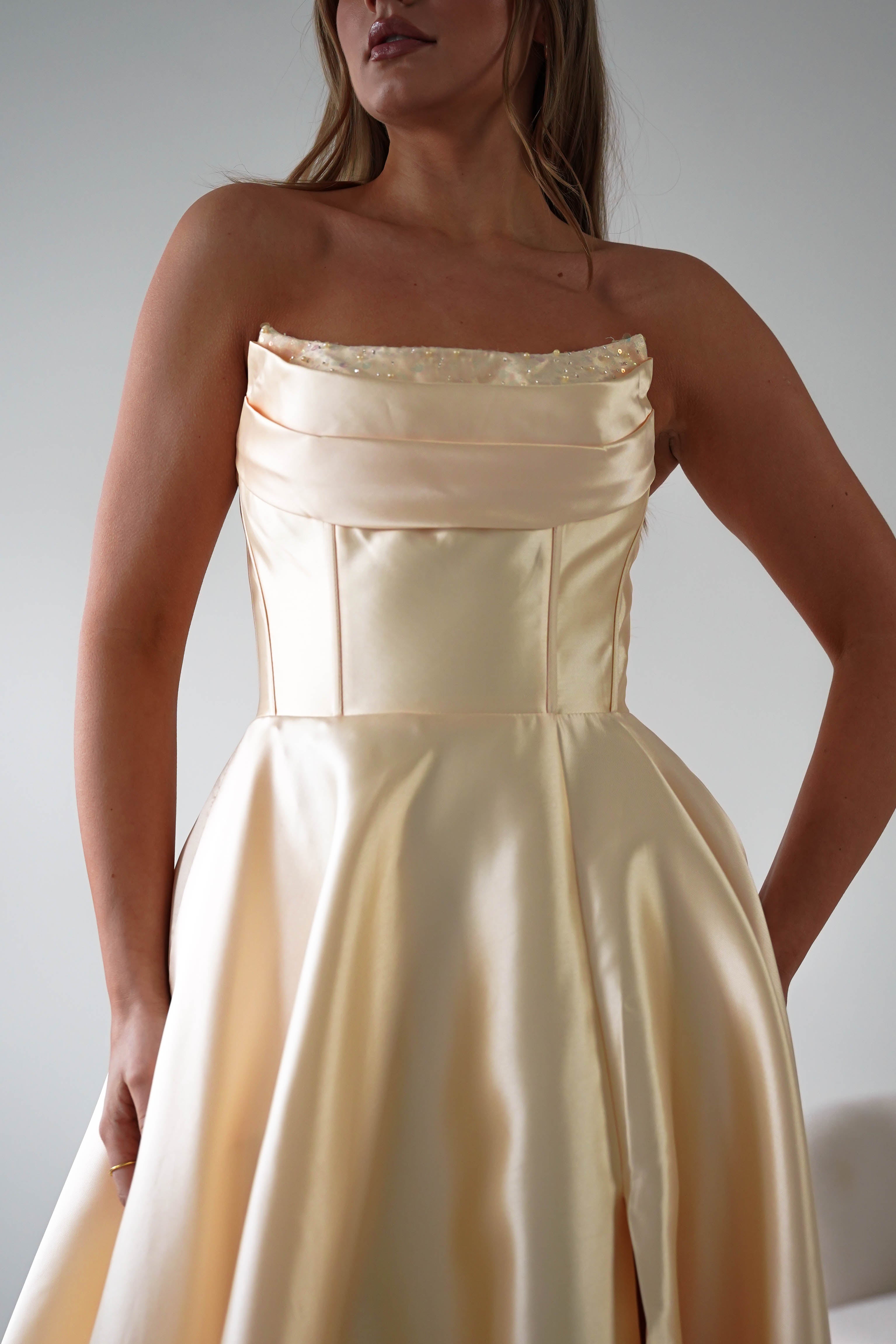 Oh Hello Clothing Dresses > Prom Dresses Pepper Strapless A-Line Maxi Gown | Yellow