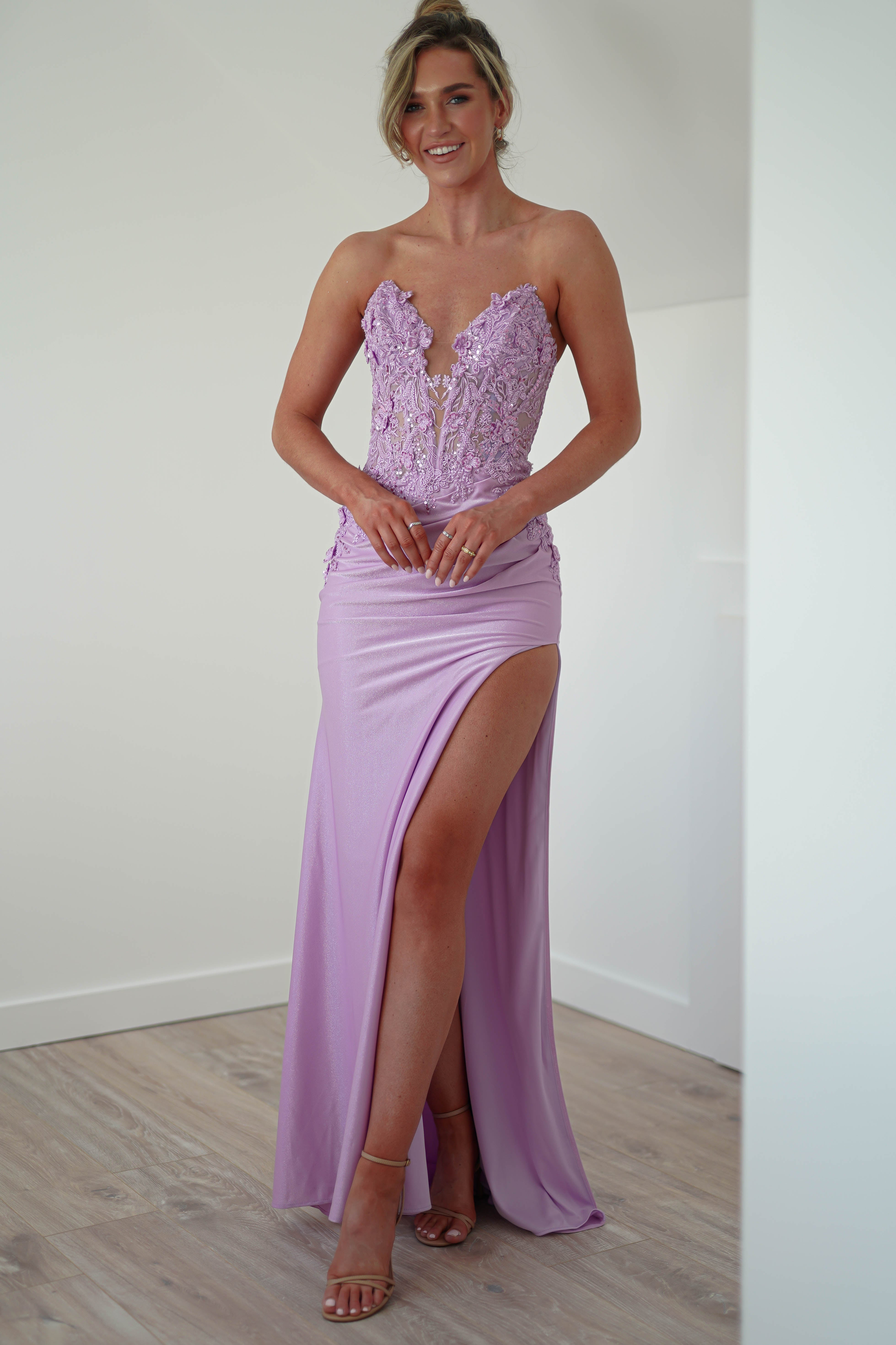 Perla Embellished Gown | Lilac | Debs & Prom | Formal Gown | Oh Hello Clothing