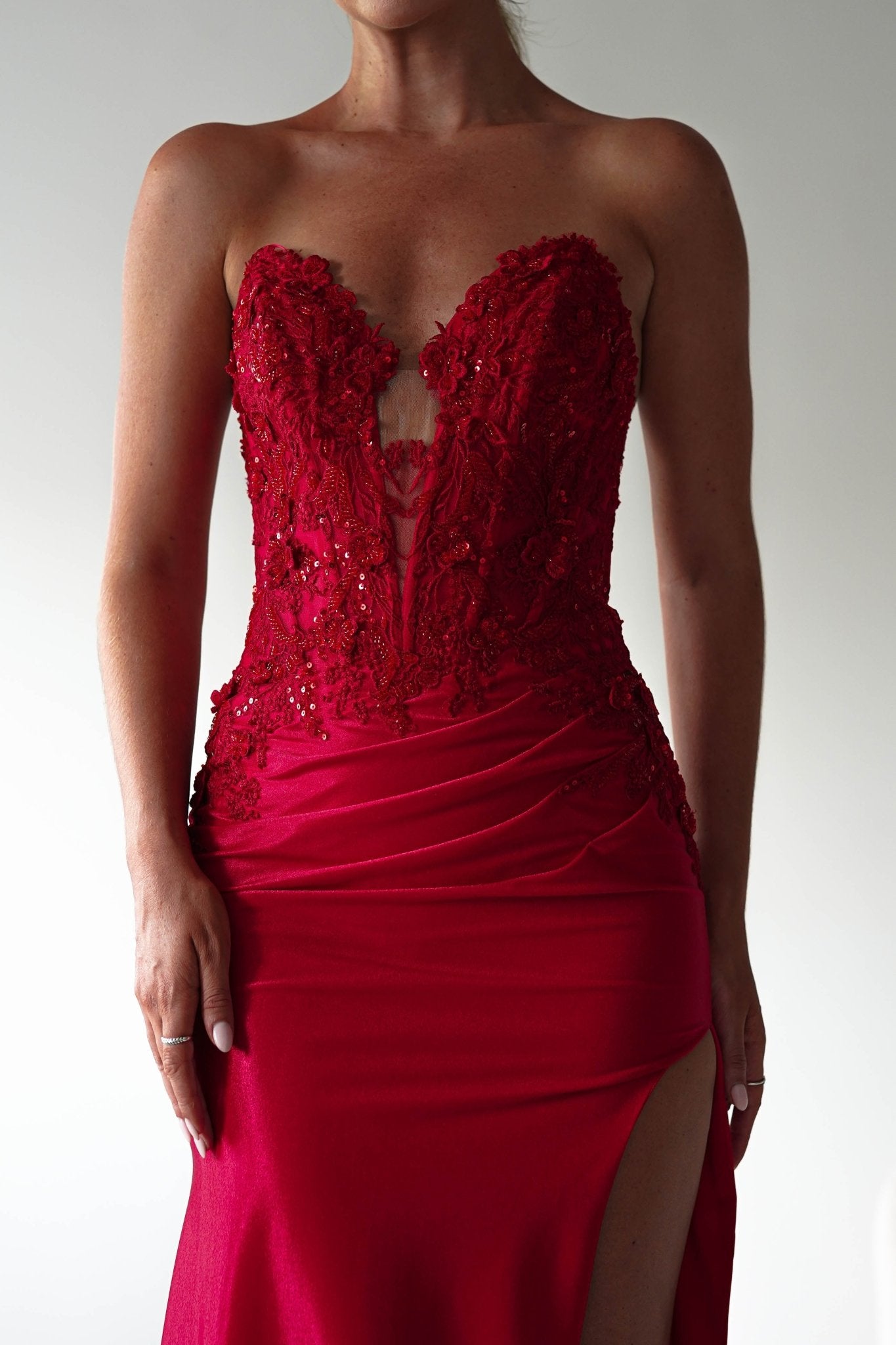 Perla Embellished Gown | Red | Debs & Prom | Formal Gown | Oh Hello Clothing