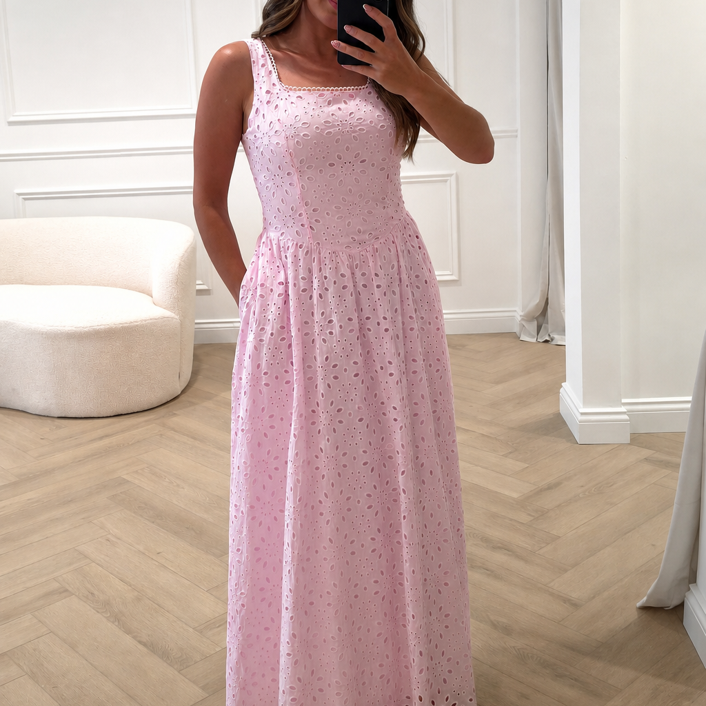Oh Hello Clothing Women > Clothing > Dresses Petal Skater Cotton Maxi Dress | Pink