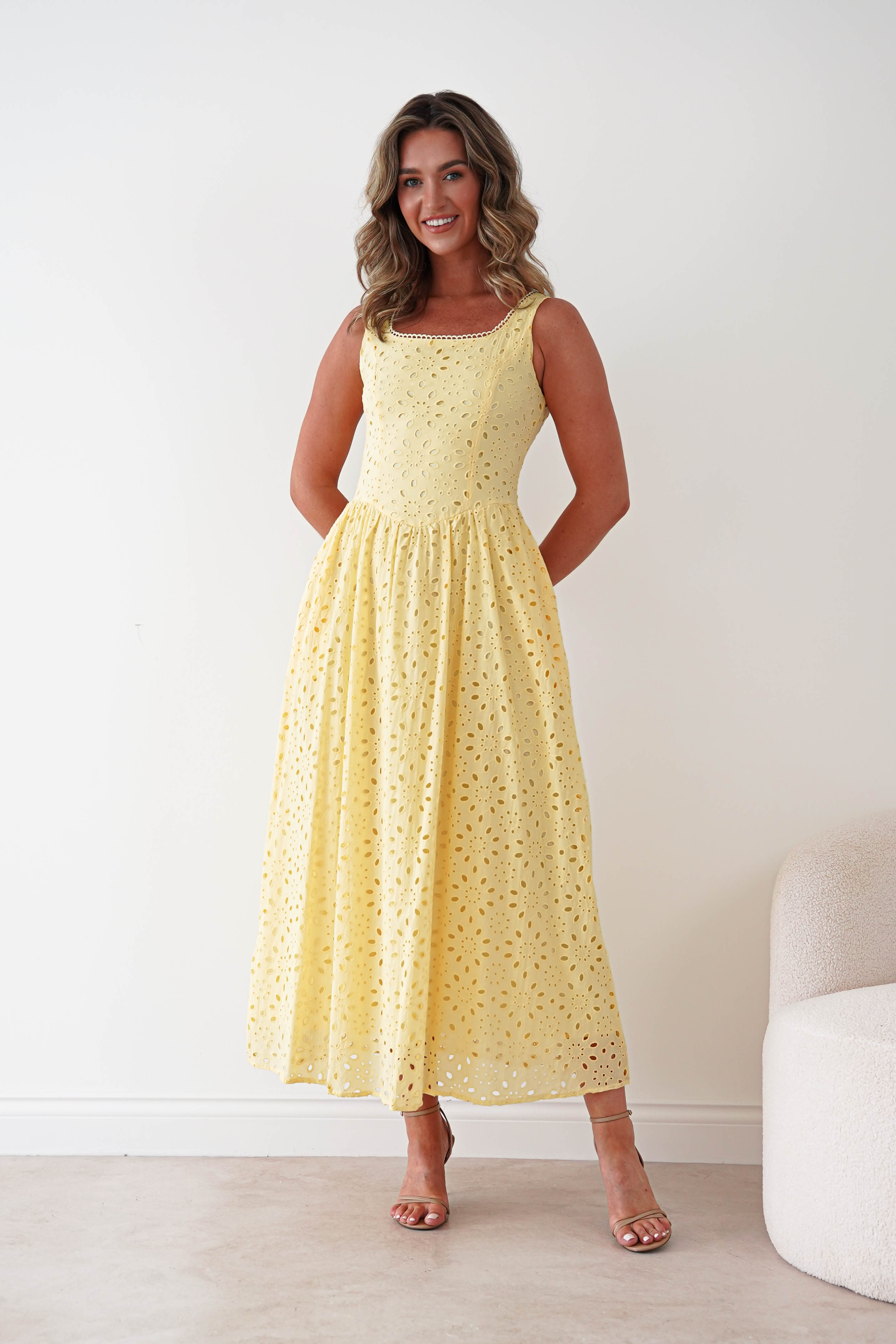 Oh Hello Clothing Women > Clothing > Dresses Petal Skater Cotton Maxi Dress | Yellow