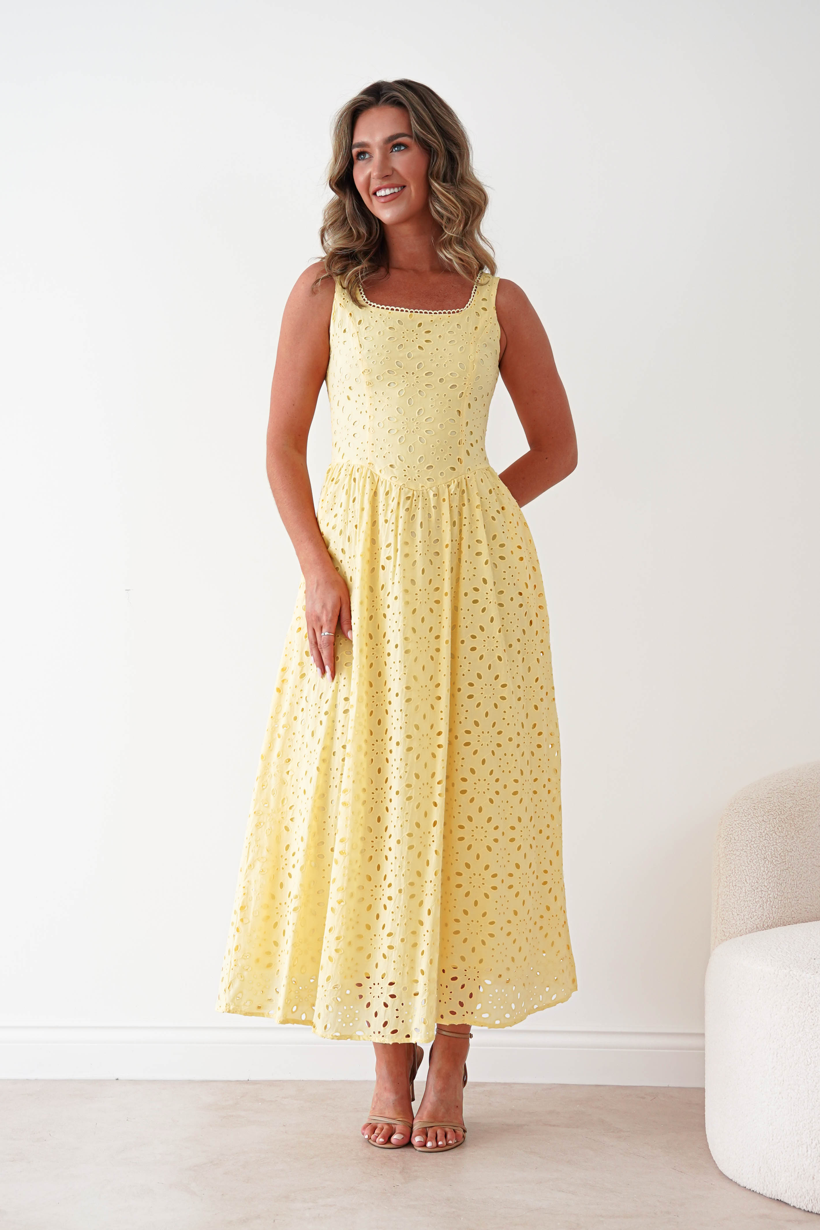 Oh Hello Clothing Women > Clothing > Dresses Petal Skater Cotton Maxi Dress | Yellow