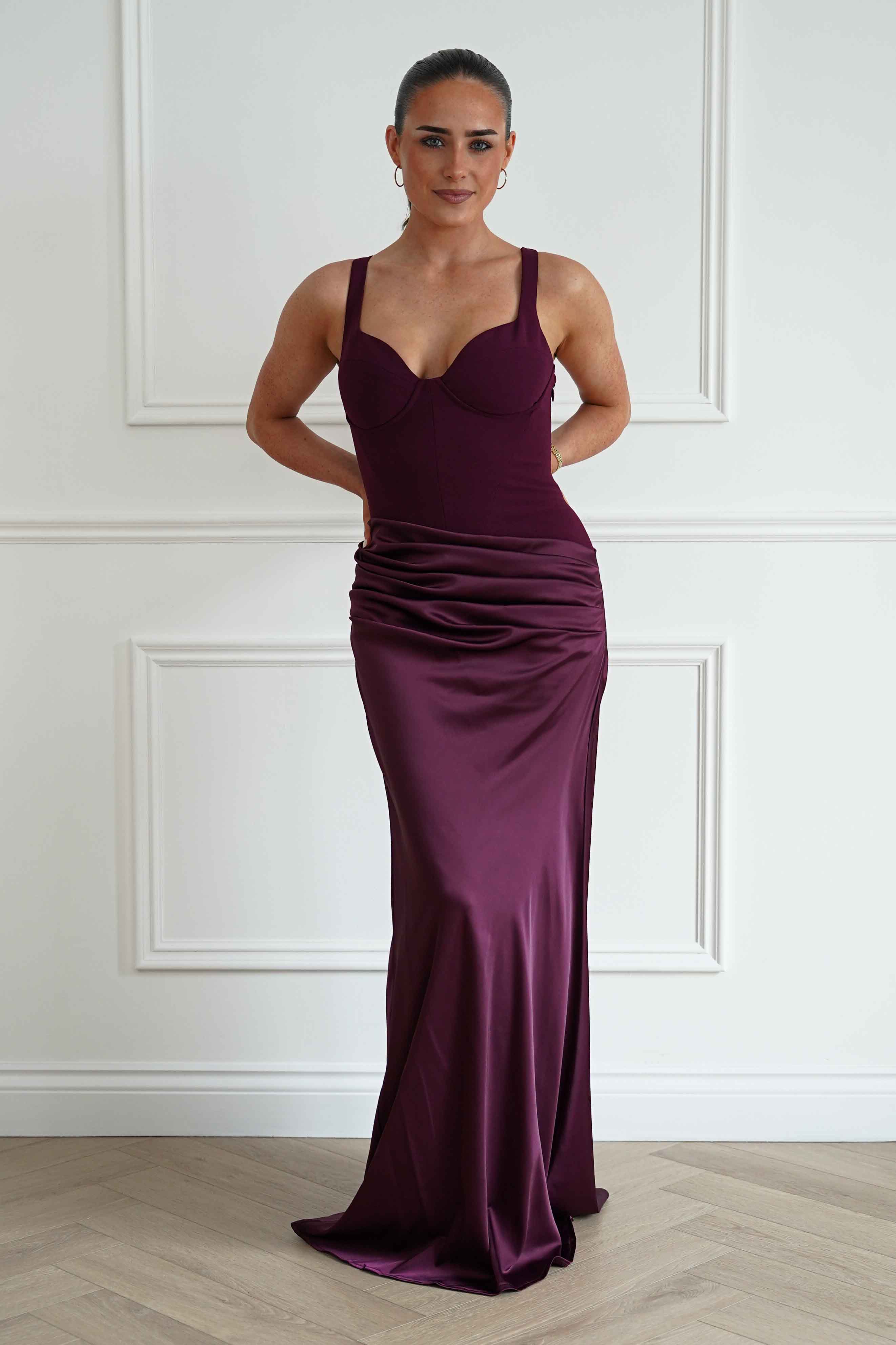 Oh Hello Clothing Women > Clothing > Dresses Rachel Structured Draped Maxi Dress | Plum