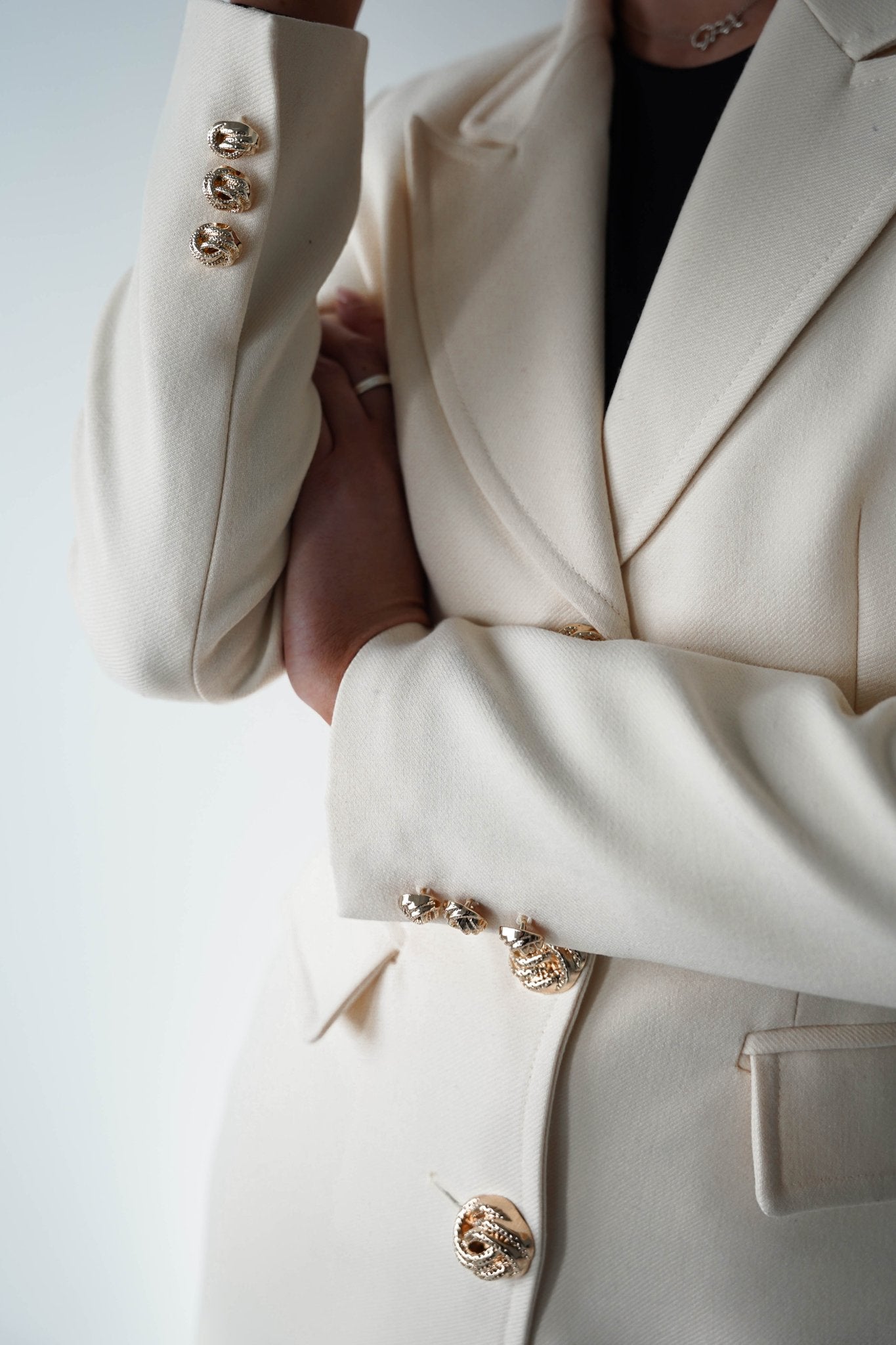 Oh Hello Clothing Blazer & Coats 1*DONE-ATTENTIF-V-2515- CREAM LONG COAT