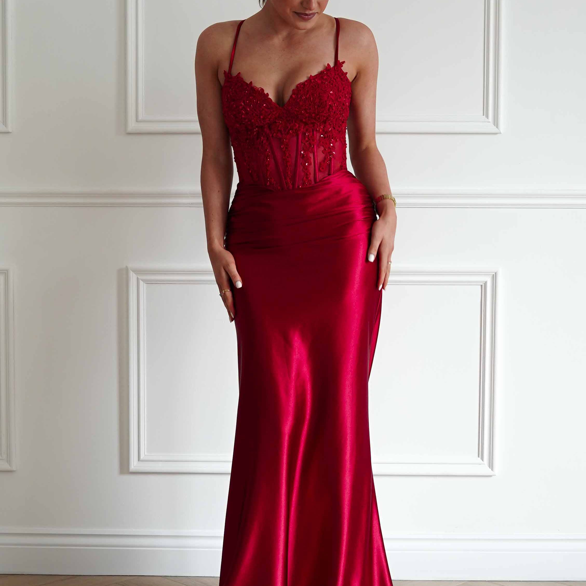 Oh Hello Clothing Dresses > Prom Dresses Raya Embellished Corset Gown | Red