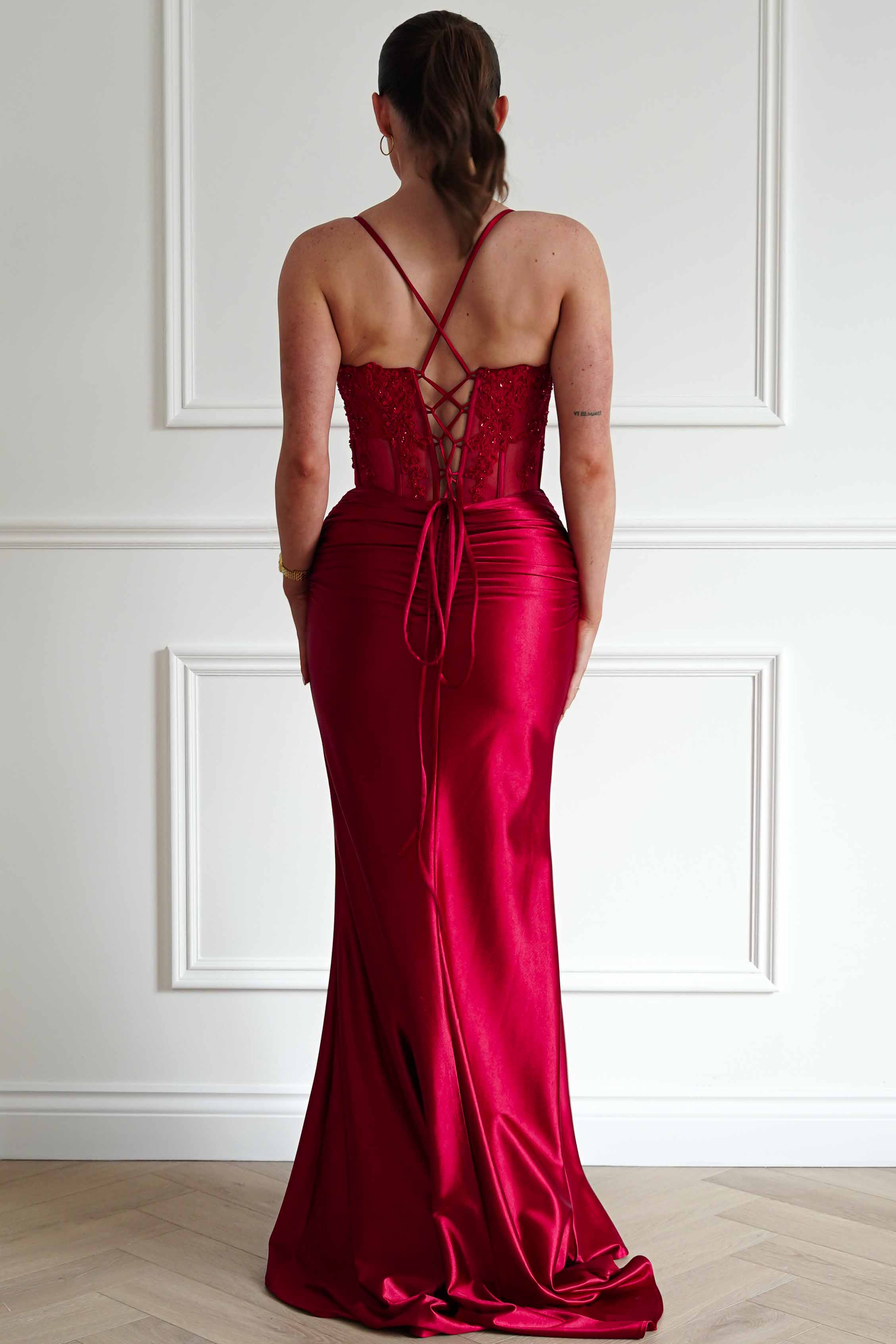 Oh Hello Clothing Dresses > Prom Dresses Raya Embellished Corset Gown | Red