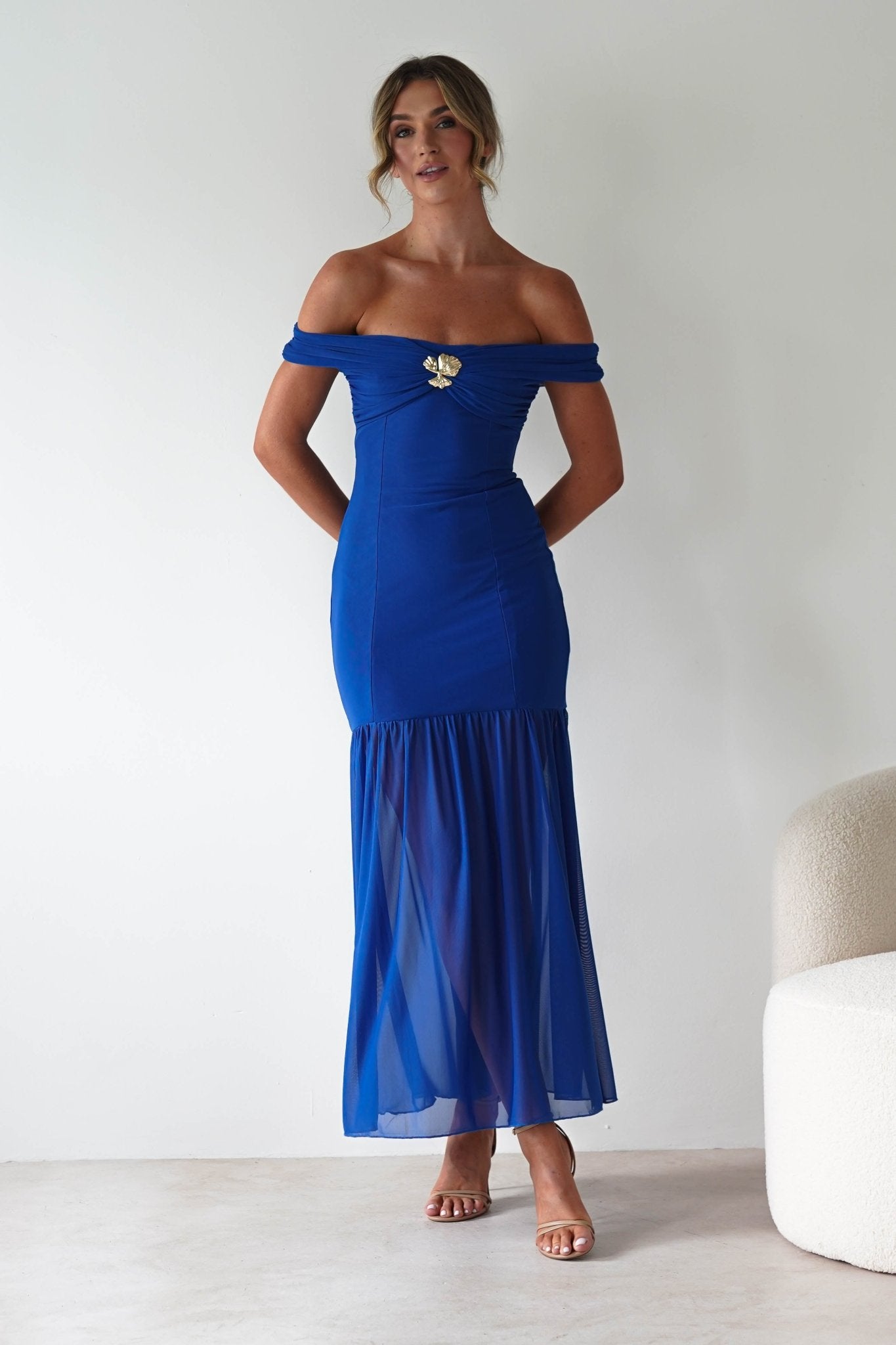 Robin Off The Shoulder Maxi Dress Cobalt Blue | Wedding Guest Dress | Off Shoulder | Maxi | Oh Hello Clothing