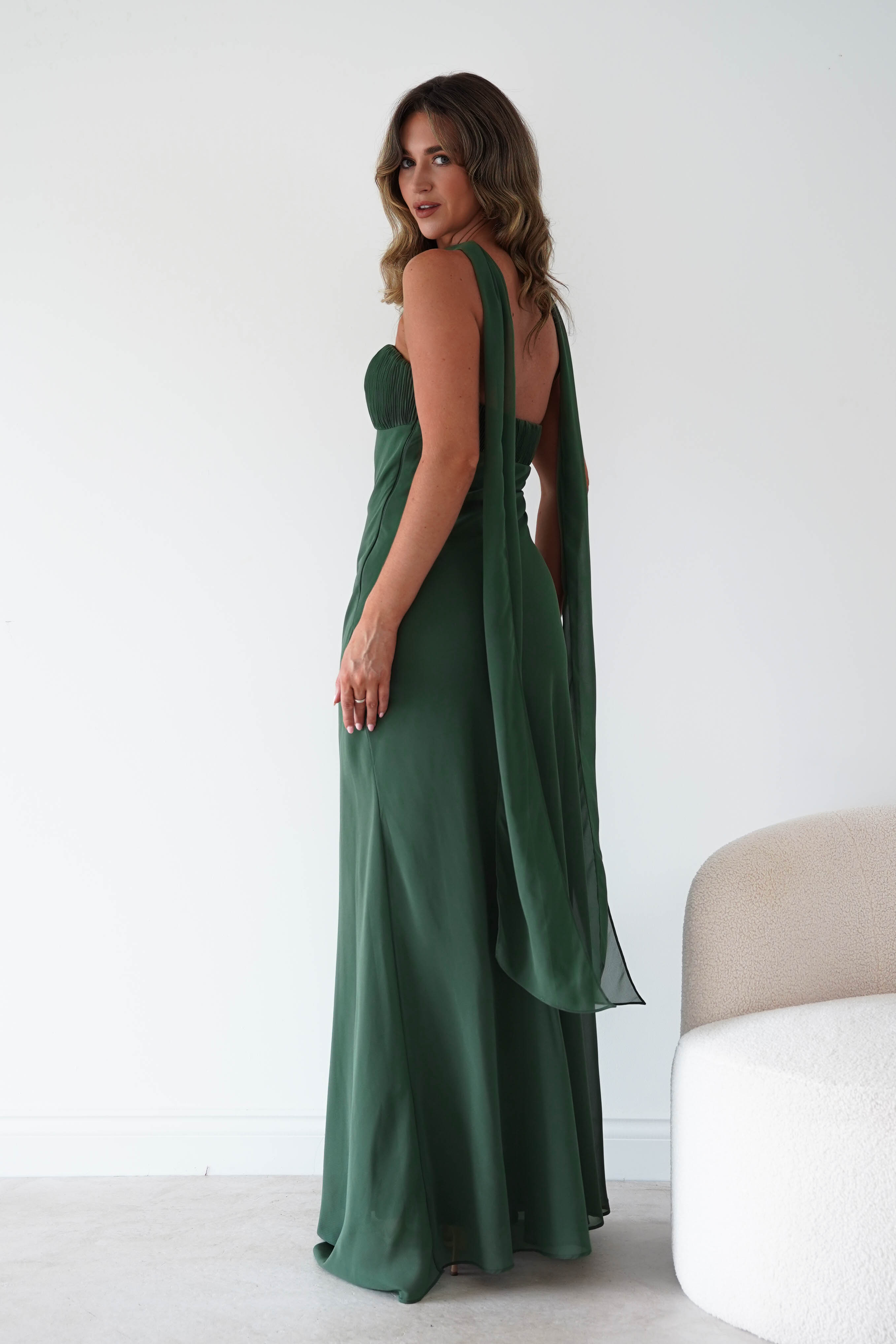 Oh Hello Clothing Women > Clothing > Dresses Robyn Strapless Chiffon Scarf Maxi Dress | Green
