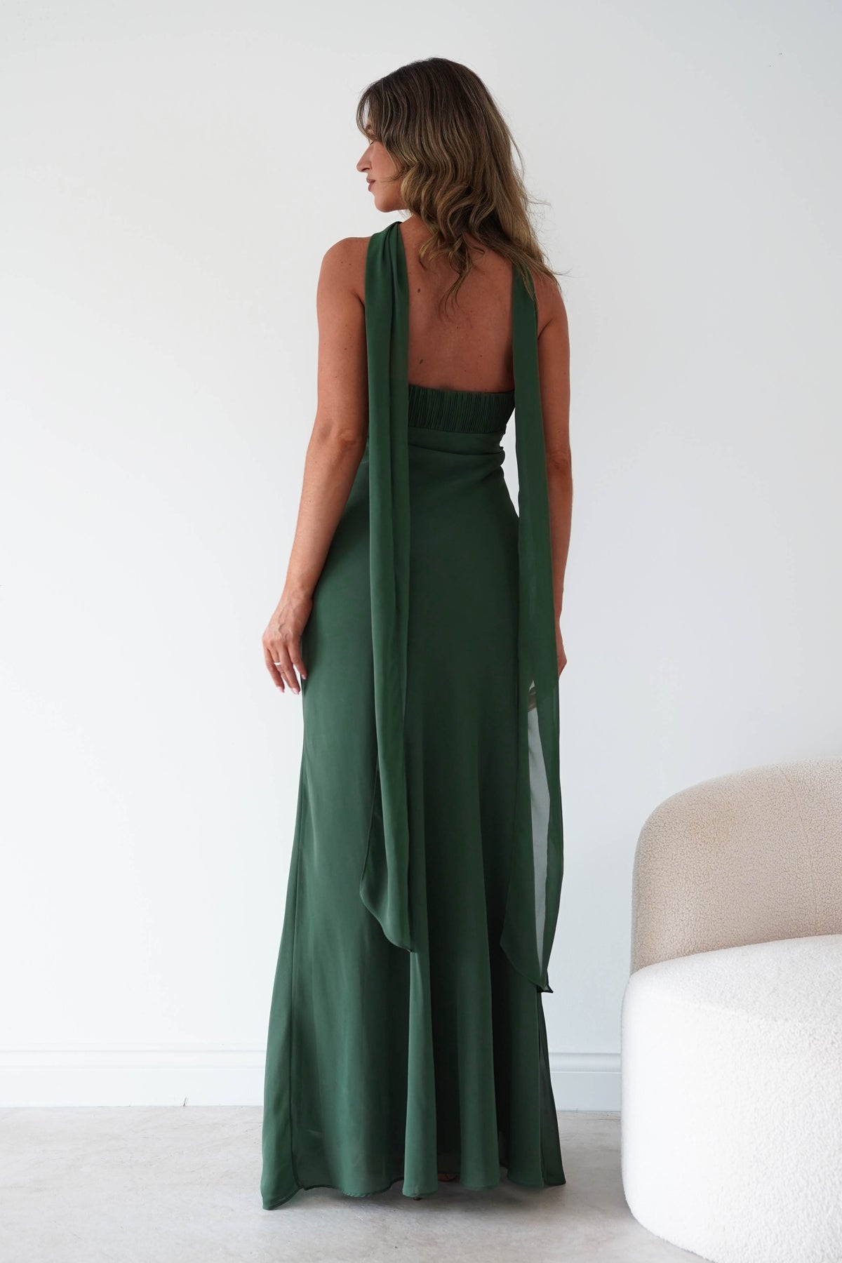 Oh Hello Clothing Women > Clothing > Dresses Robyn Strapless Chiffon Scarf Maxi Dress | Green