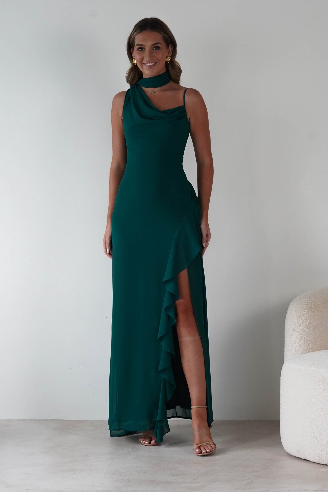 Rosella Ruffle Detail Maxi Dress Emerald | Wedding Guest Dress | Maxi | Oh Hello Clothing