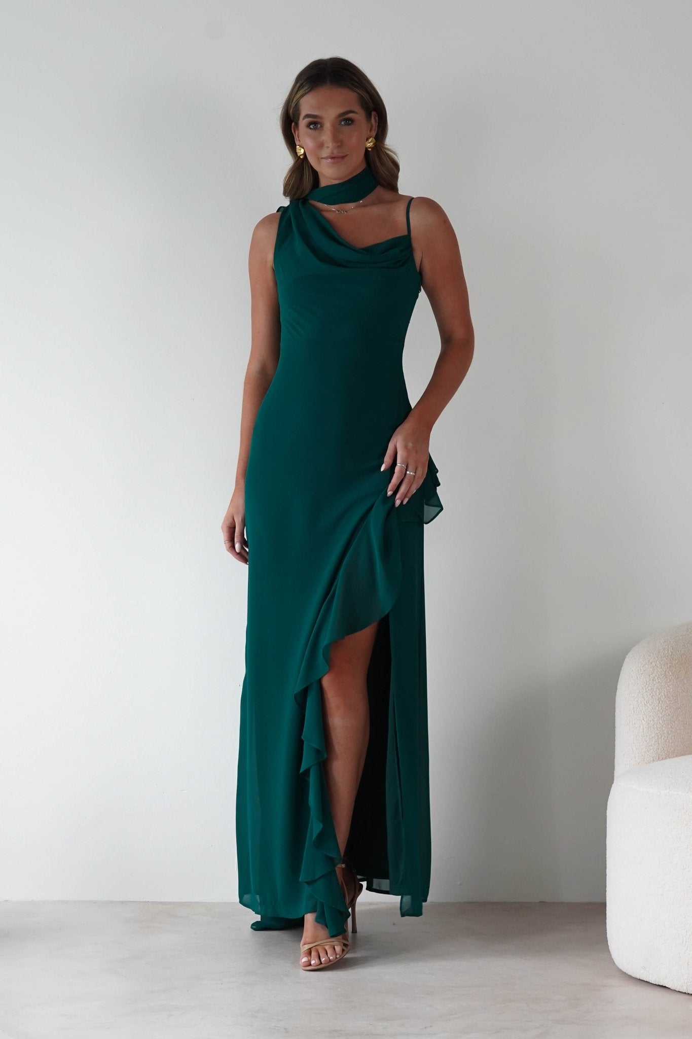 Rosella Ruffle Detail Maxi Dress Emerald | Wedding Guest Dress | Maxi | Oh Hello Clothing